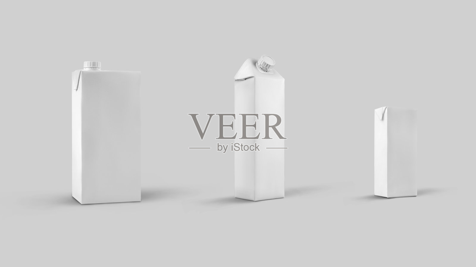 一套小，中，长纸板包装饮料，供设计展示。照片摄影图片