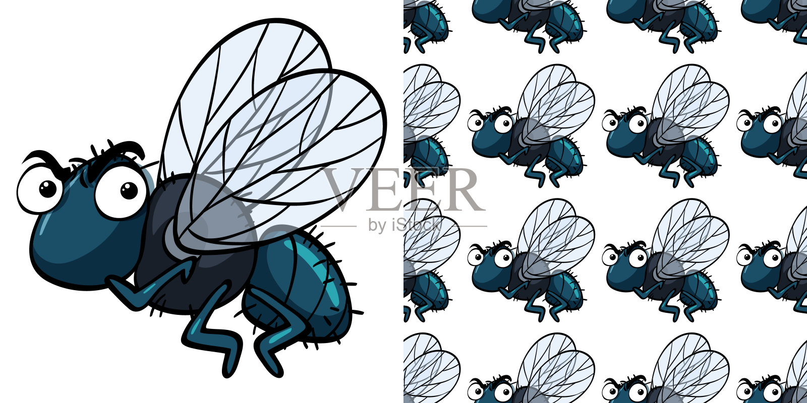 与家蝇无缝背景设计插画图片素材