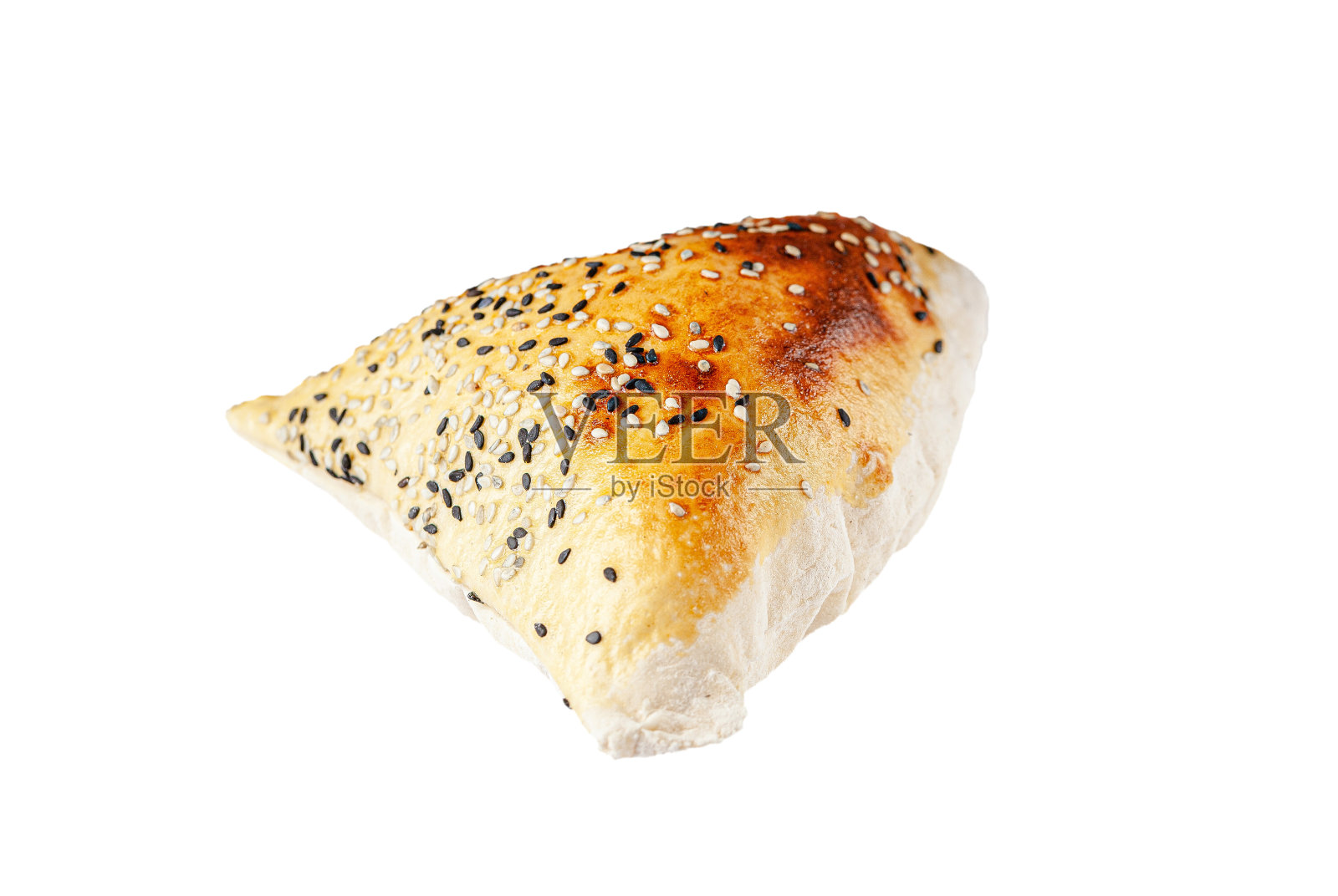 土耳其美食：无酵饼，白色背景上的口袋饼照片摄影图片