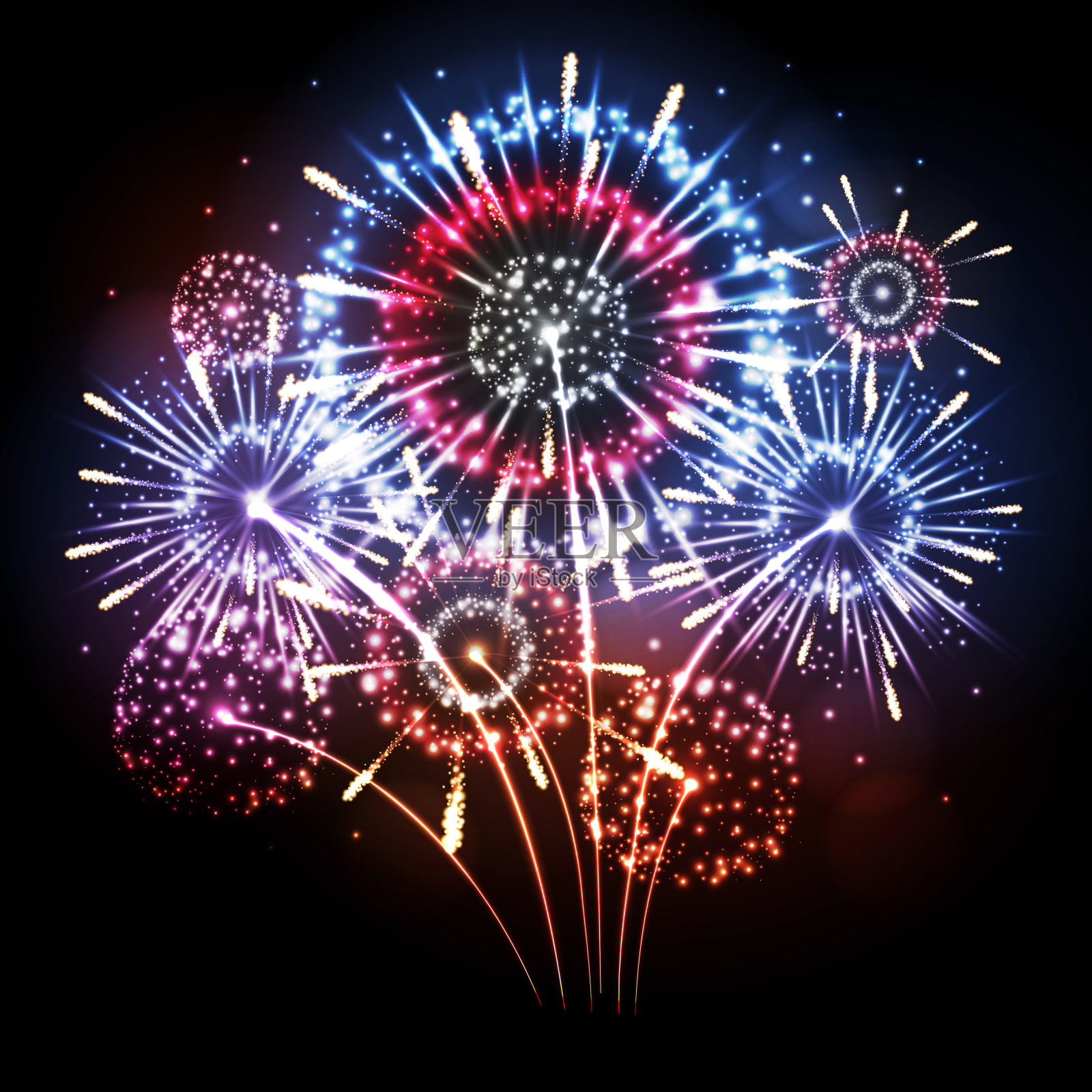 向量节日烟花。独立日插画图片素材