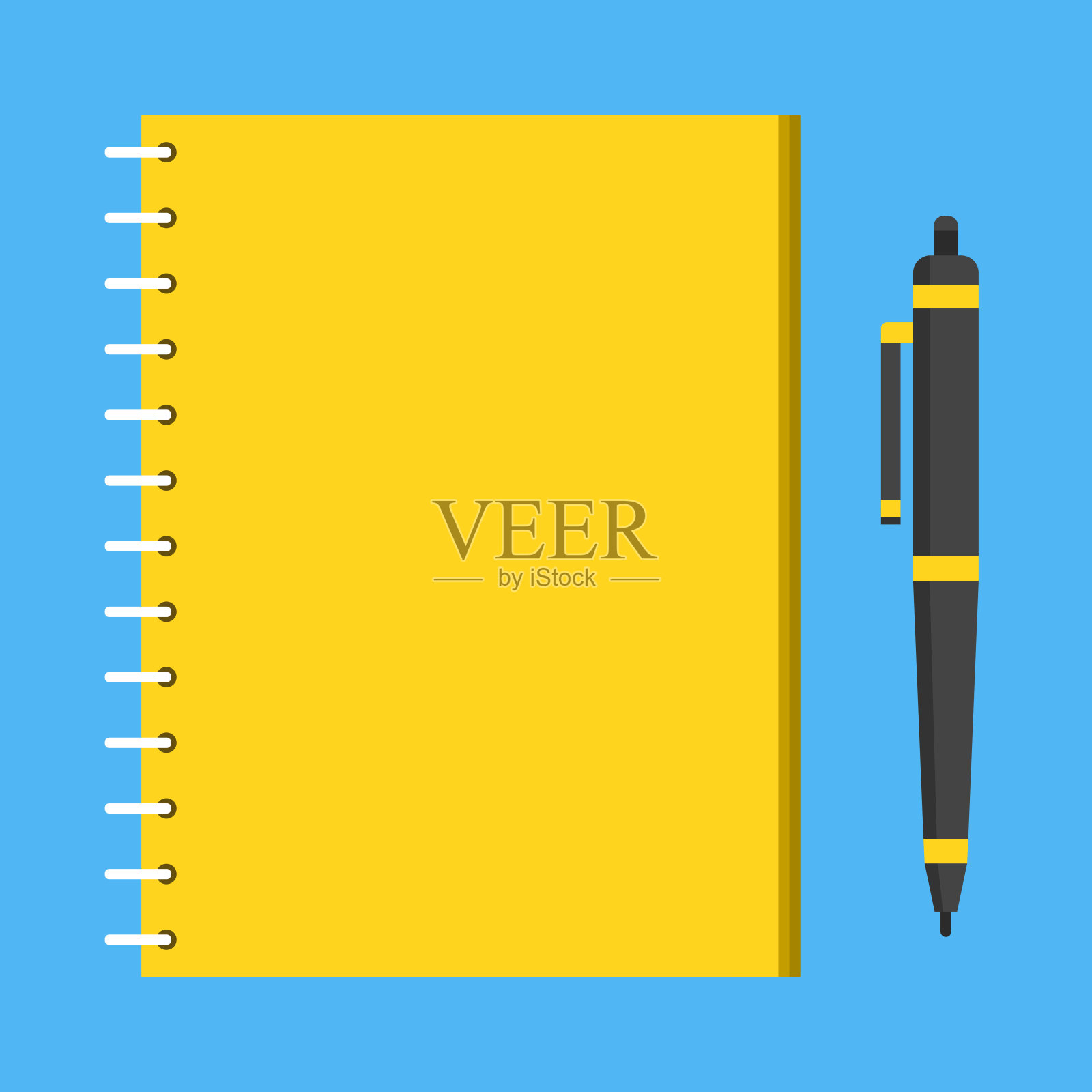 模板与螺旋笔记本。学校的笔记本。对商业的日记。矢量插图。插画图片素材