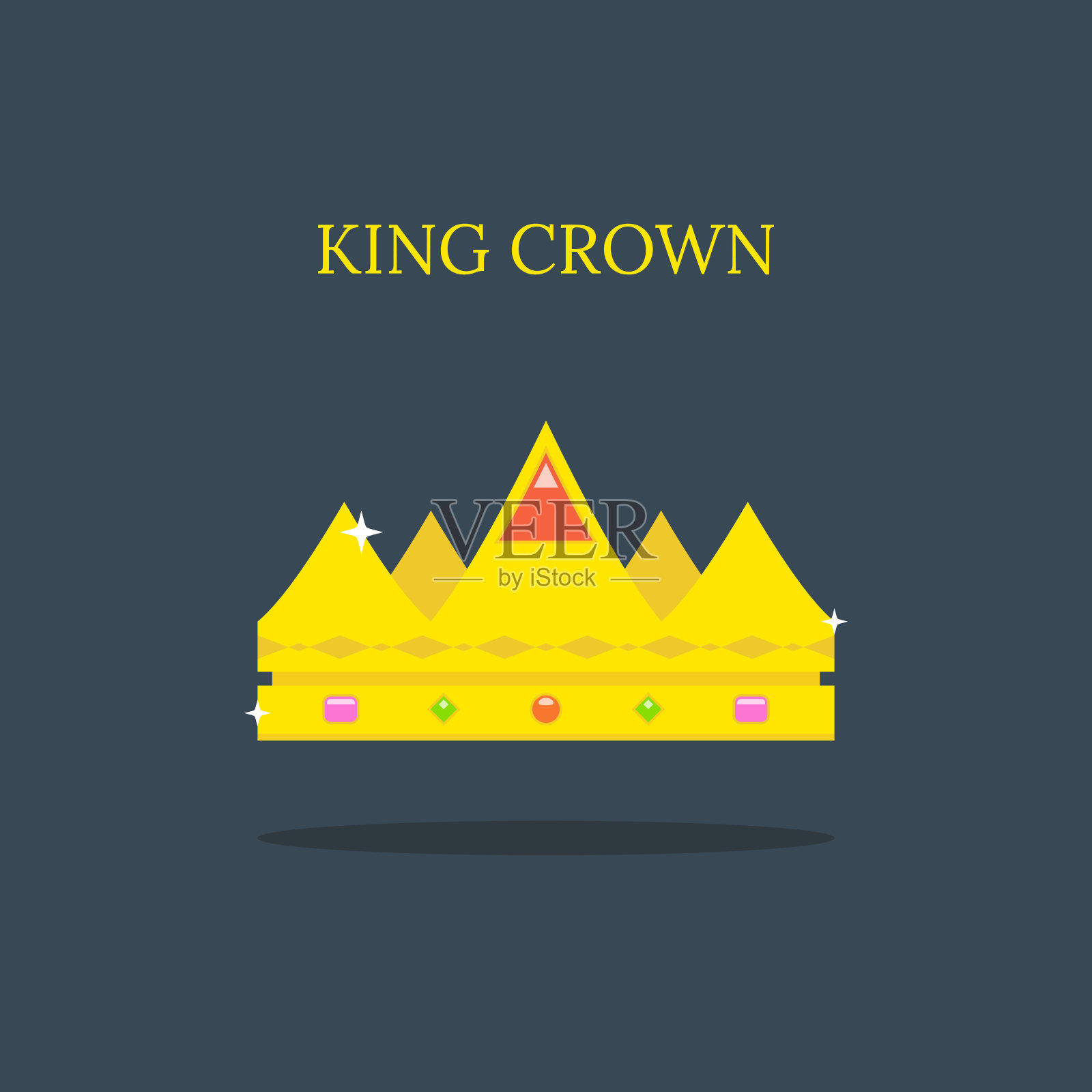 金王冠或皇冠。平面向量插图。插画图片素材