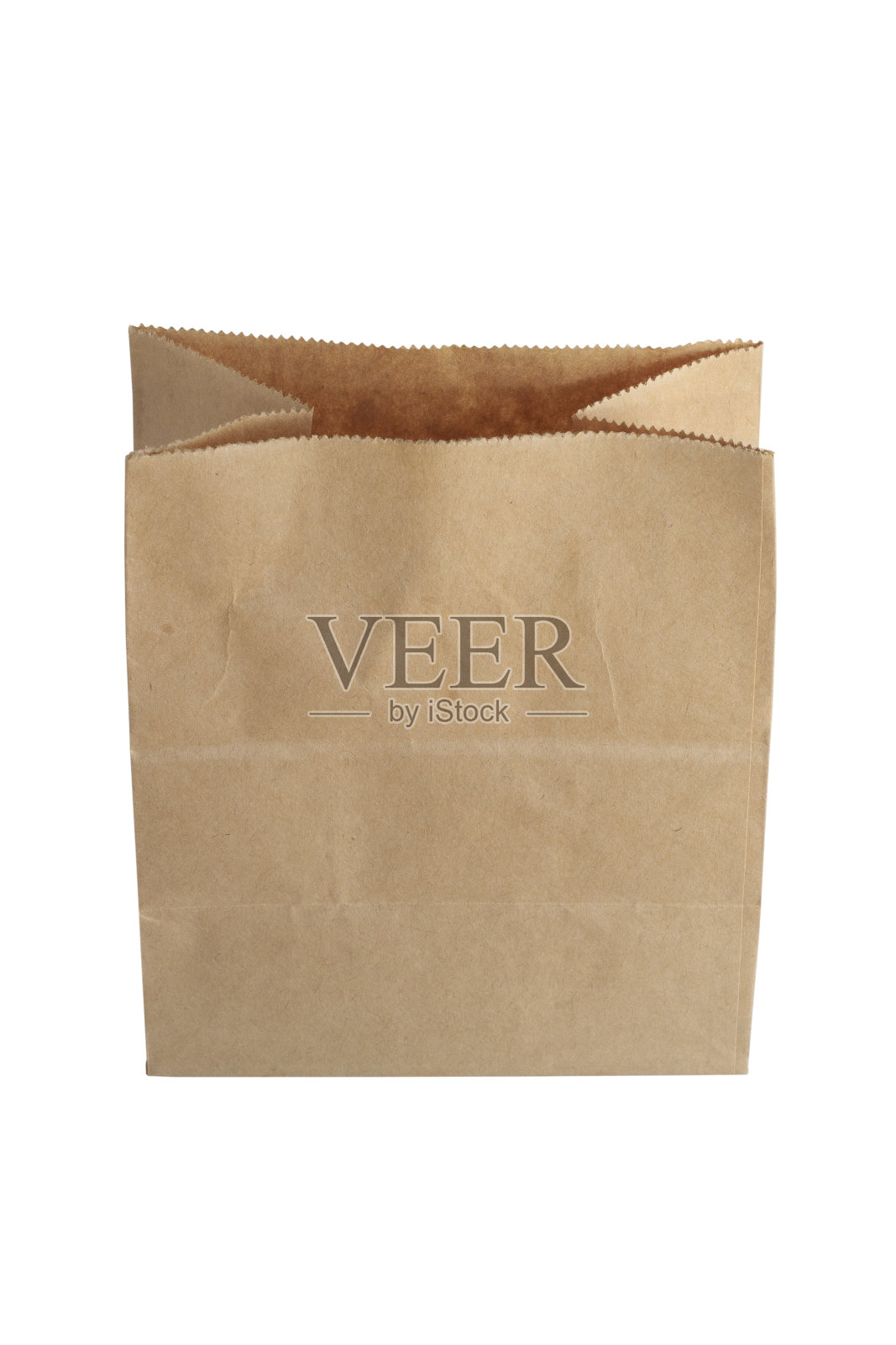 棕色纸袋孤立在白色背景。照片摄影图片