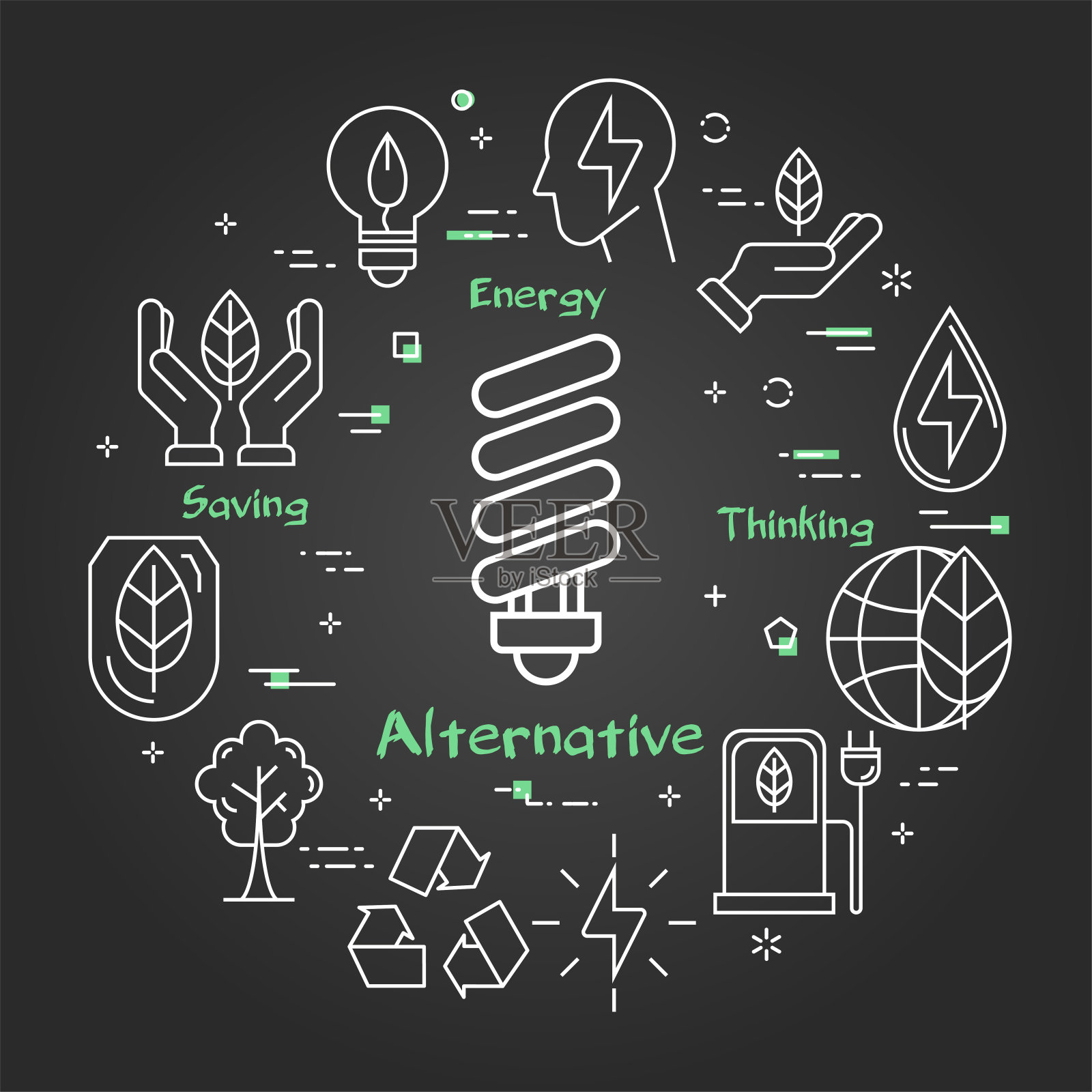 替代灯的向量黑色线性横幅插画图片素材