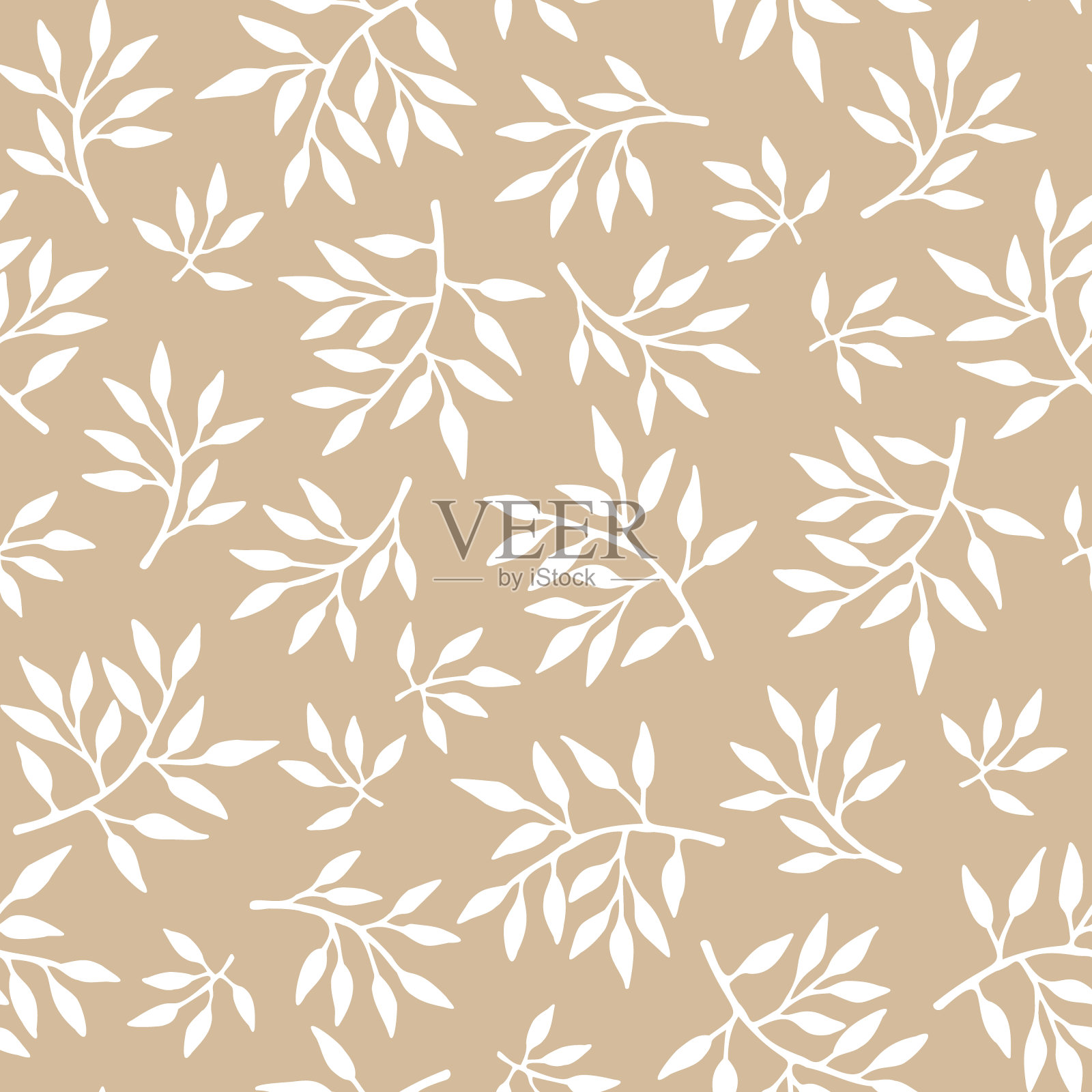 矢量无缝花图案与手绘小枝。可爱简单的设计为墙纸，织物，纺织品，包装纸插画图片素材