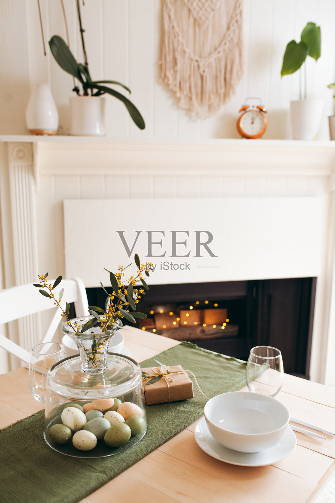 餐桌用复活节装饰照片摄影图片