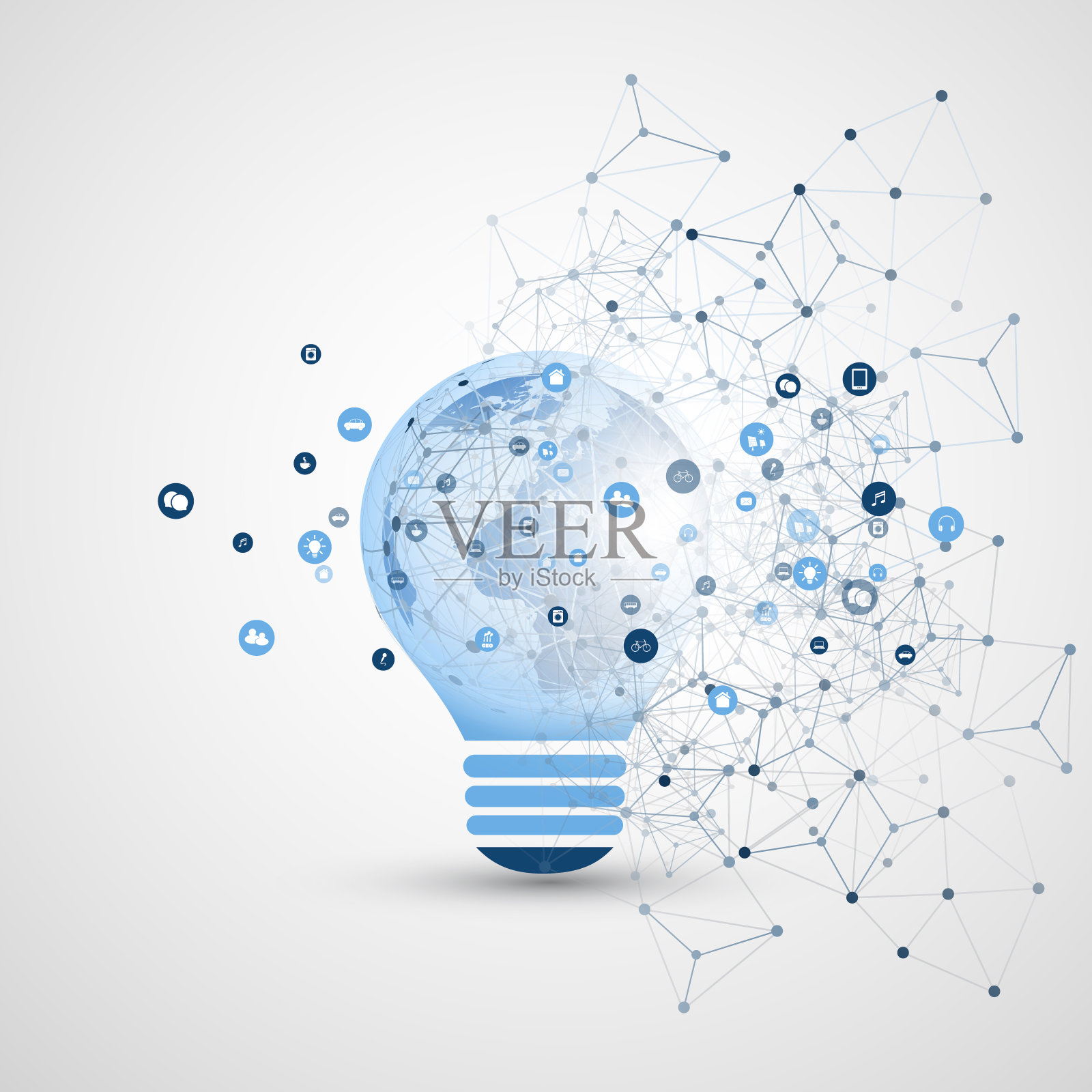 生态友好网络，家庭自动化-设计概念与图标插画图片素材