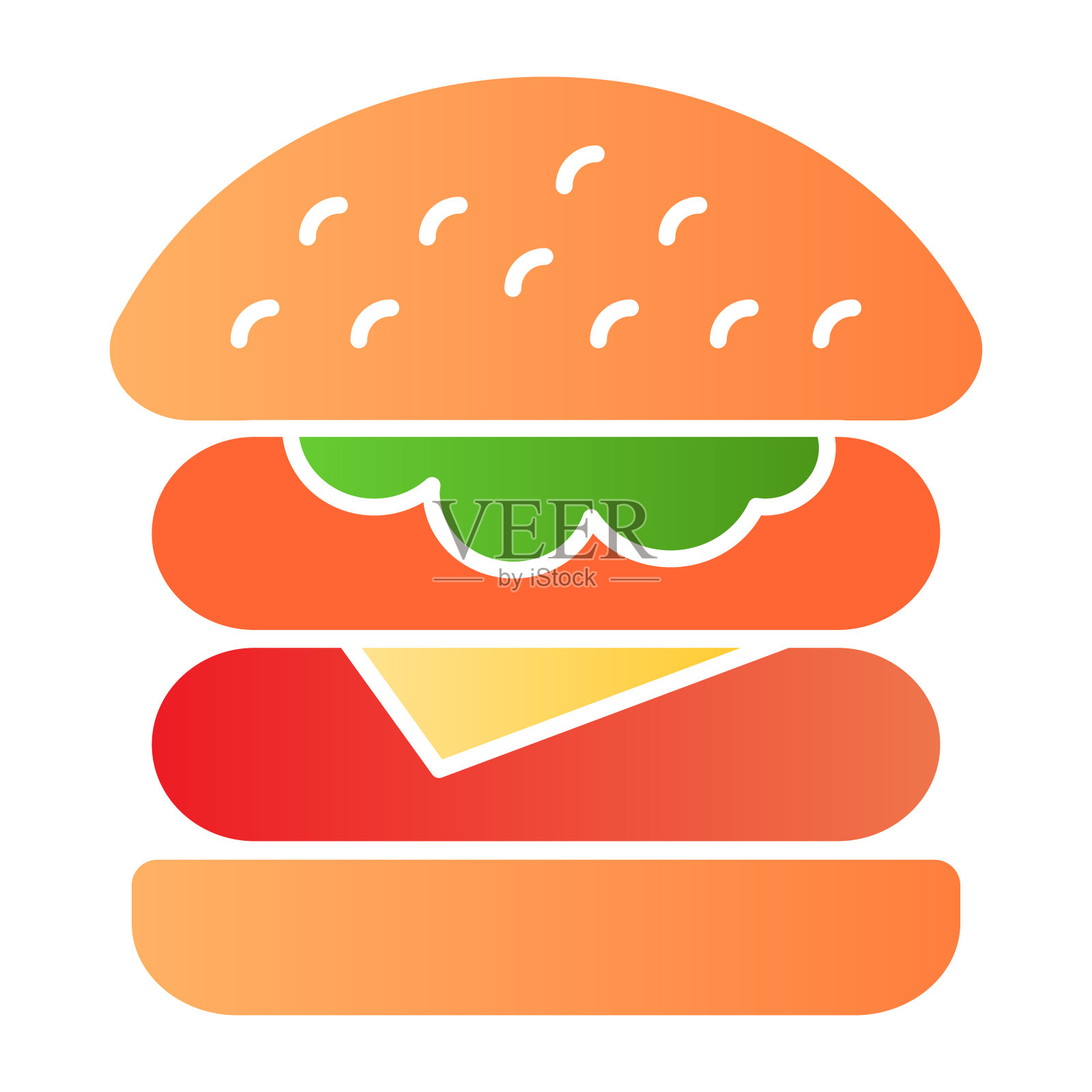 汉堡平图标。快餐颜色图标在时尚的平面风格。汉堡渐变风格设计，为网页和应用程序设计。Eps 10。图标素材