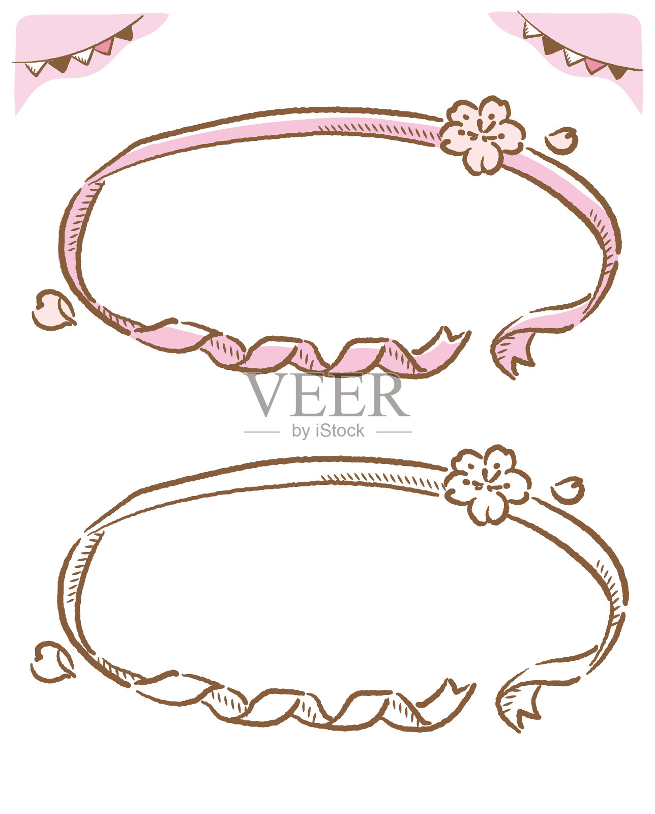 缎带框架与樱花。设计元素图片