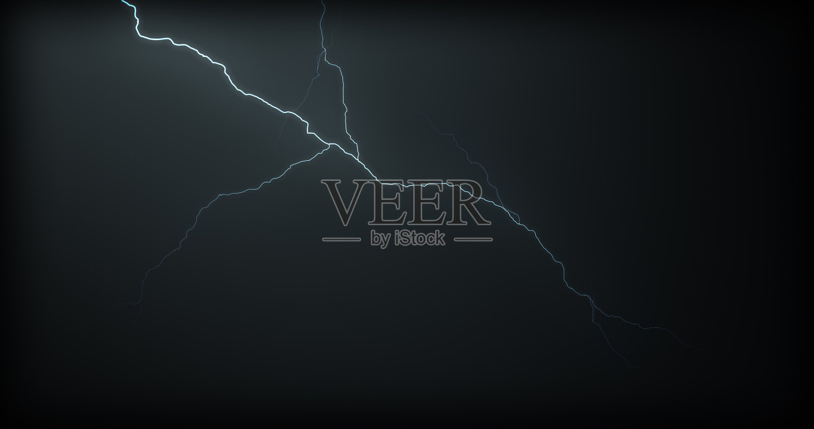 闪电击中一个黑色背景与现实的反射插画图片素材