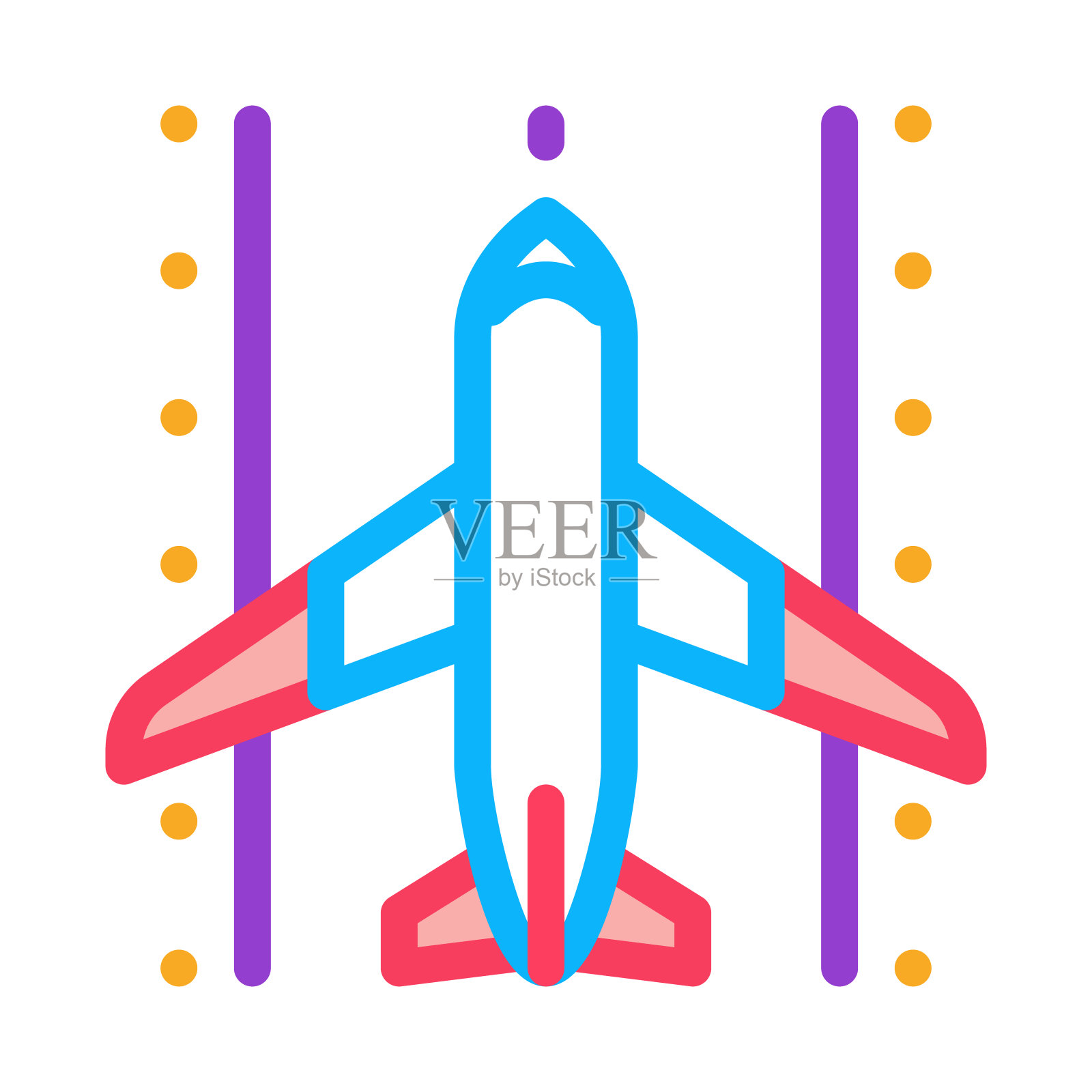 飞机跑道机场图标细线矢量插画图片素材