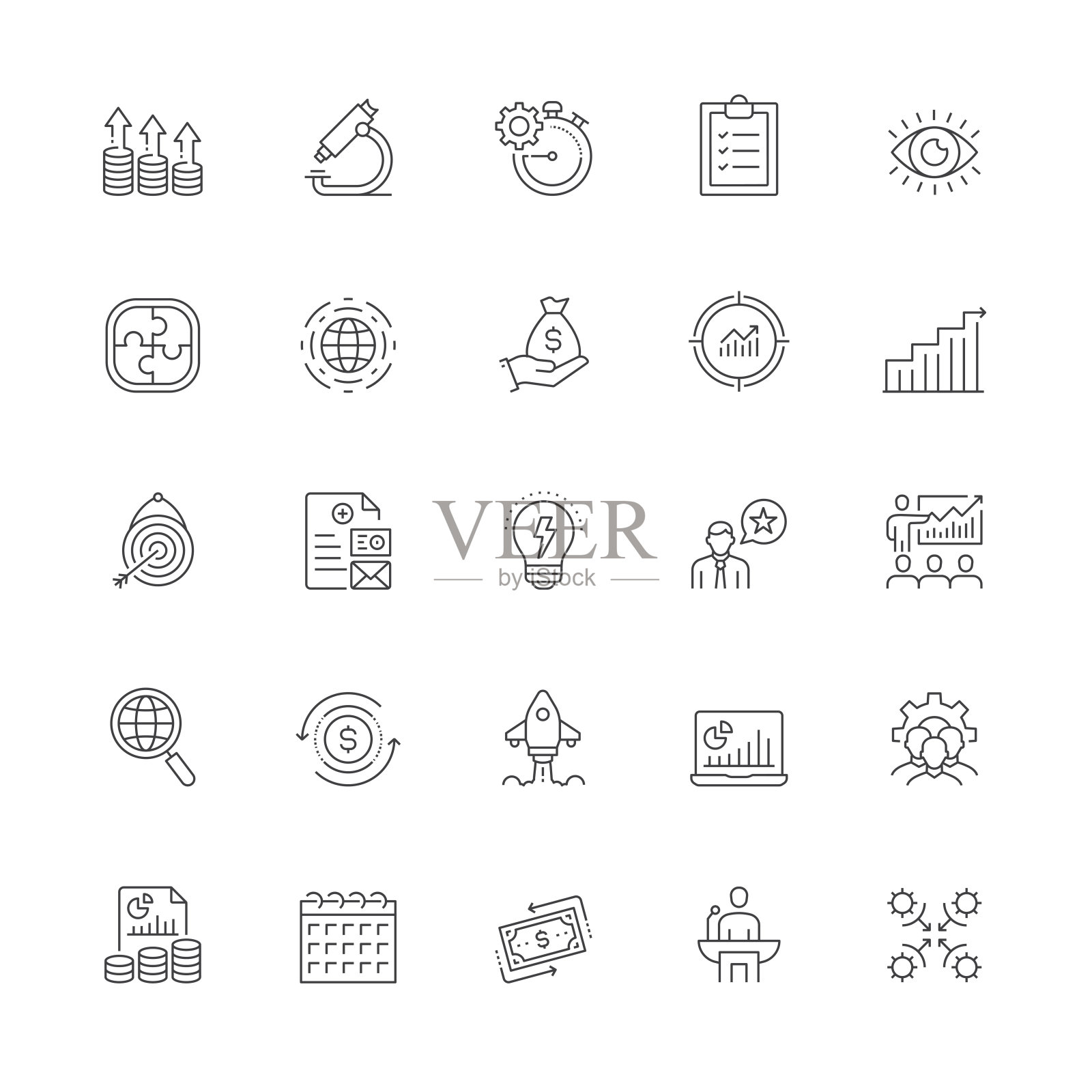 公司战略线图标设置插画图片素材