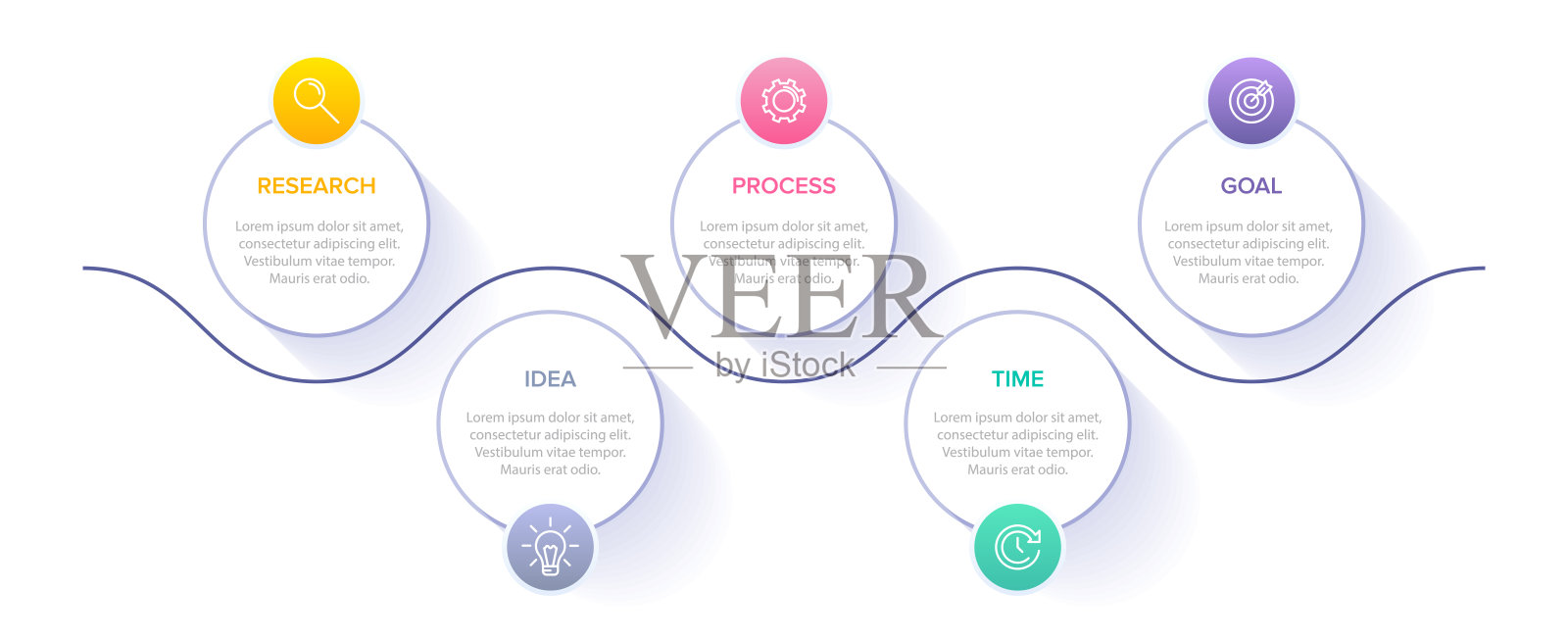 信息图形设计与图标和5个选项或步骤。细线的向量。信息图的业务概念。可用于信息图形，流程图，演示文稿，网站，横幅，印刷材料。插画图片素材