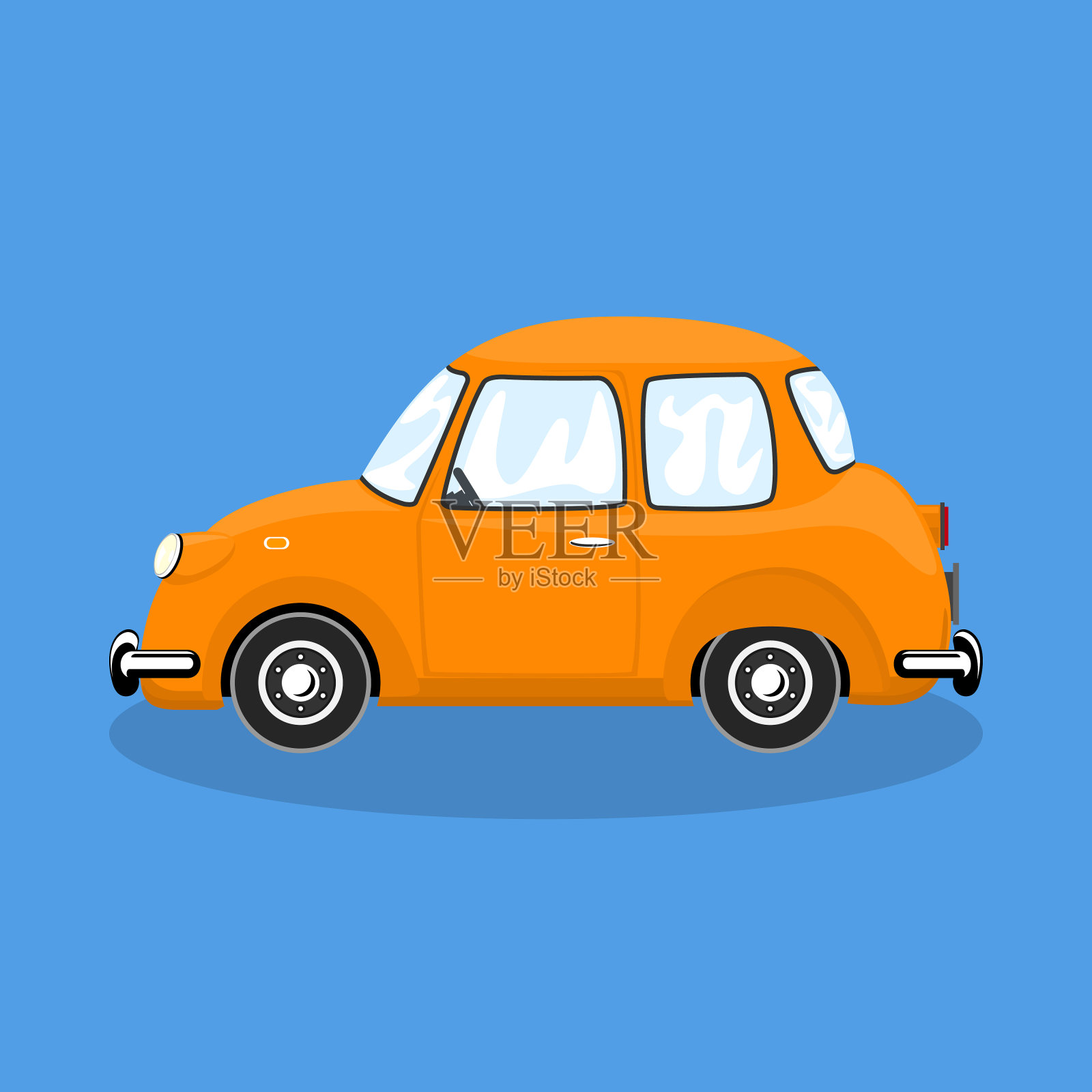 复古车孤立在彩色背景插画图片素材