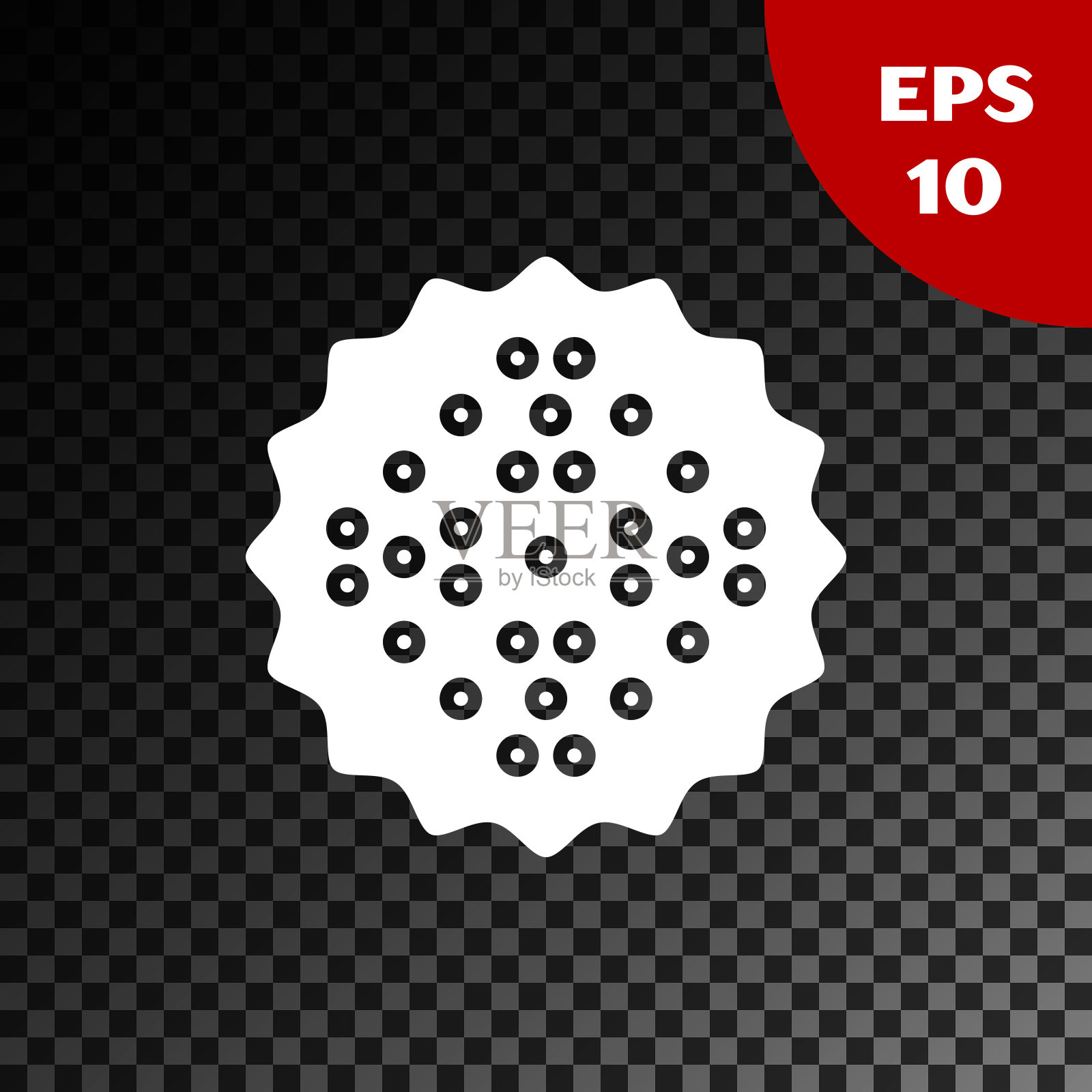 白色饼干饼干图标孤立在透明的黑色背景。甜的饼干。矢量图插画图片素材