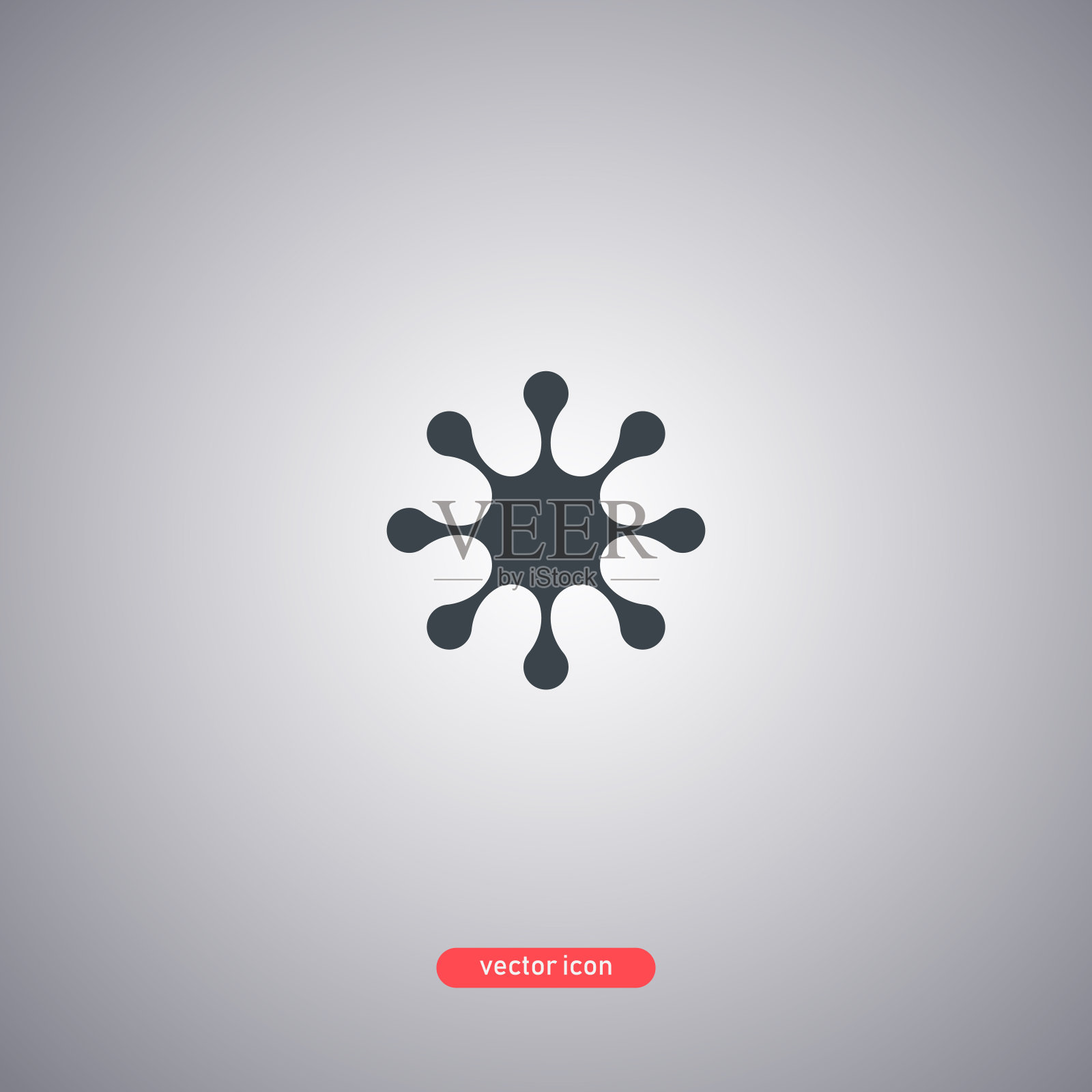 细菌图标孤立在灰色背景。现代公寓风格。插画图片素材