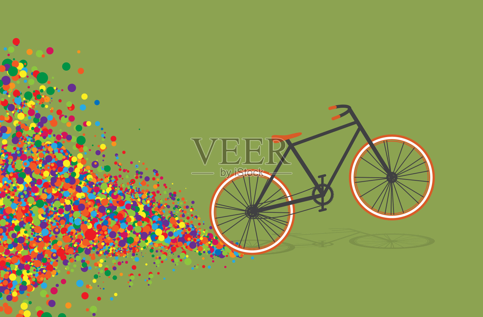 彩色自行车平面插图，矢量插画图片素材