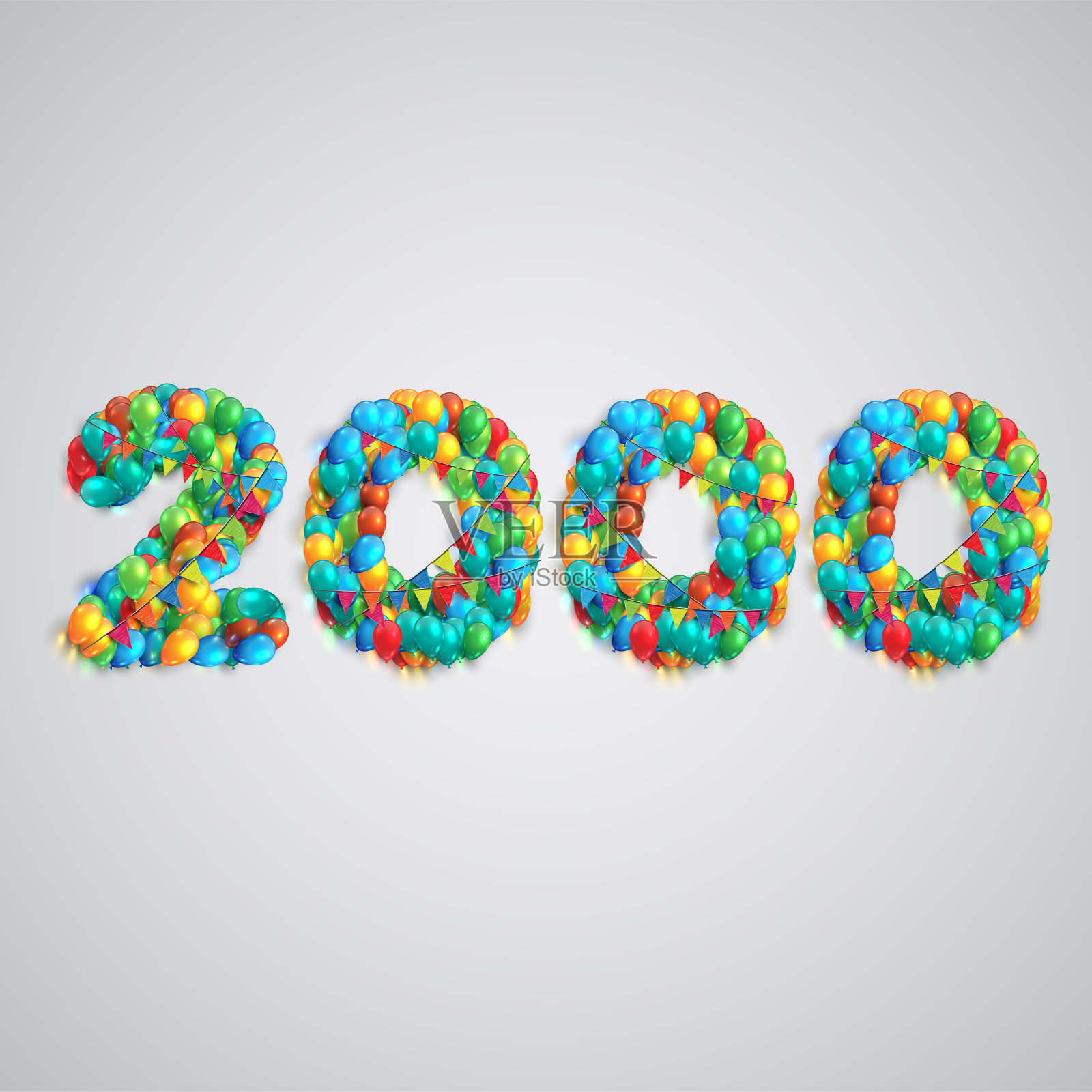 彩色气球做出的数字，矢量插画图片素材