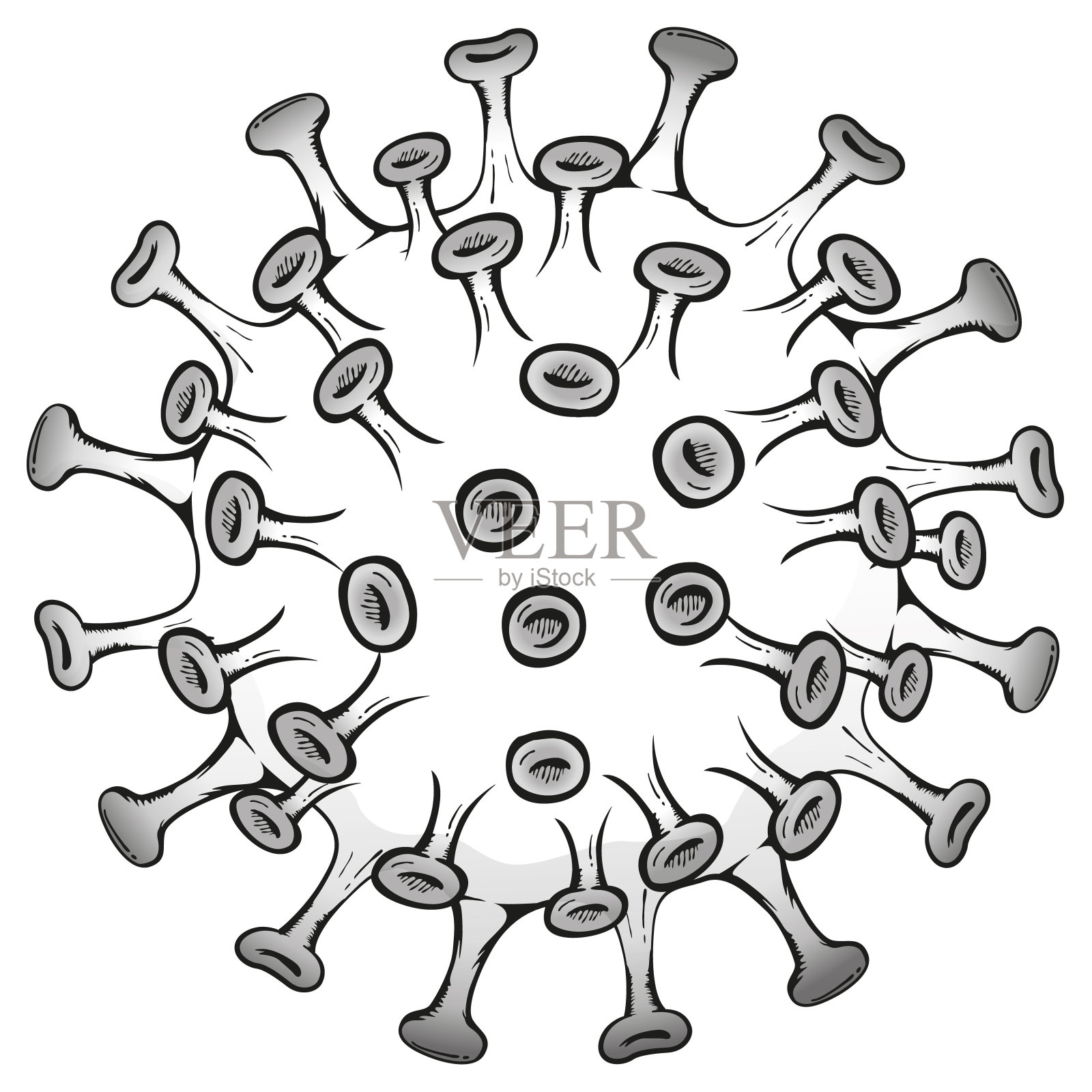 卡通插图冠状病毒一种使人生病的微生物，COVID-19, H1N1。理想的医疗和机构材料插画图片素材