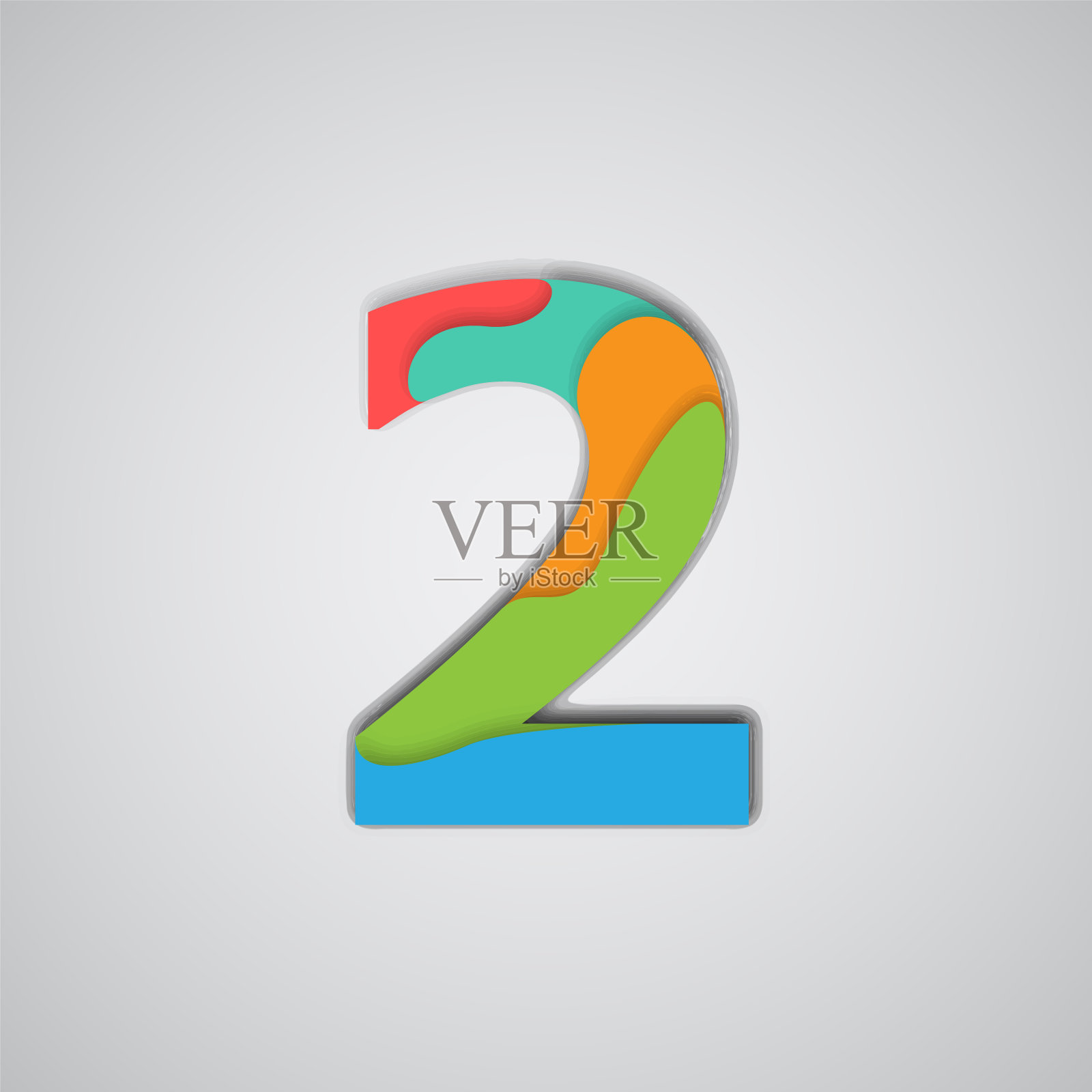 彩色剪纸分层数，矢量插画图片素材