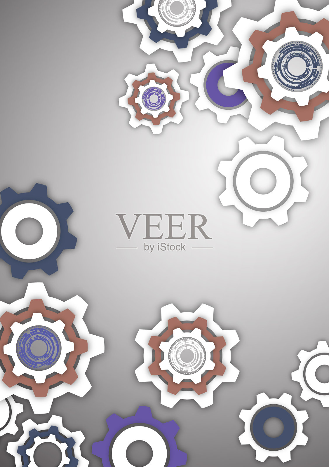 技术背景与彩色齿轮，现代封面模板。文本。插画图片素材