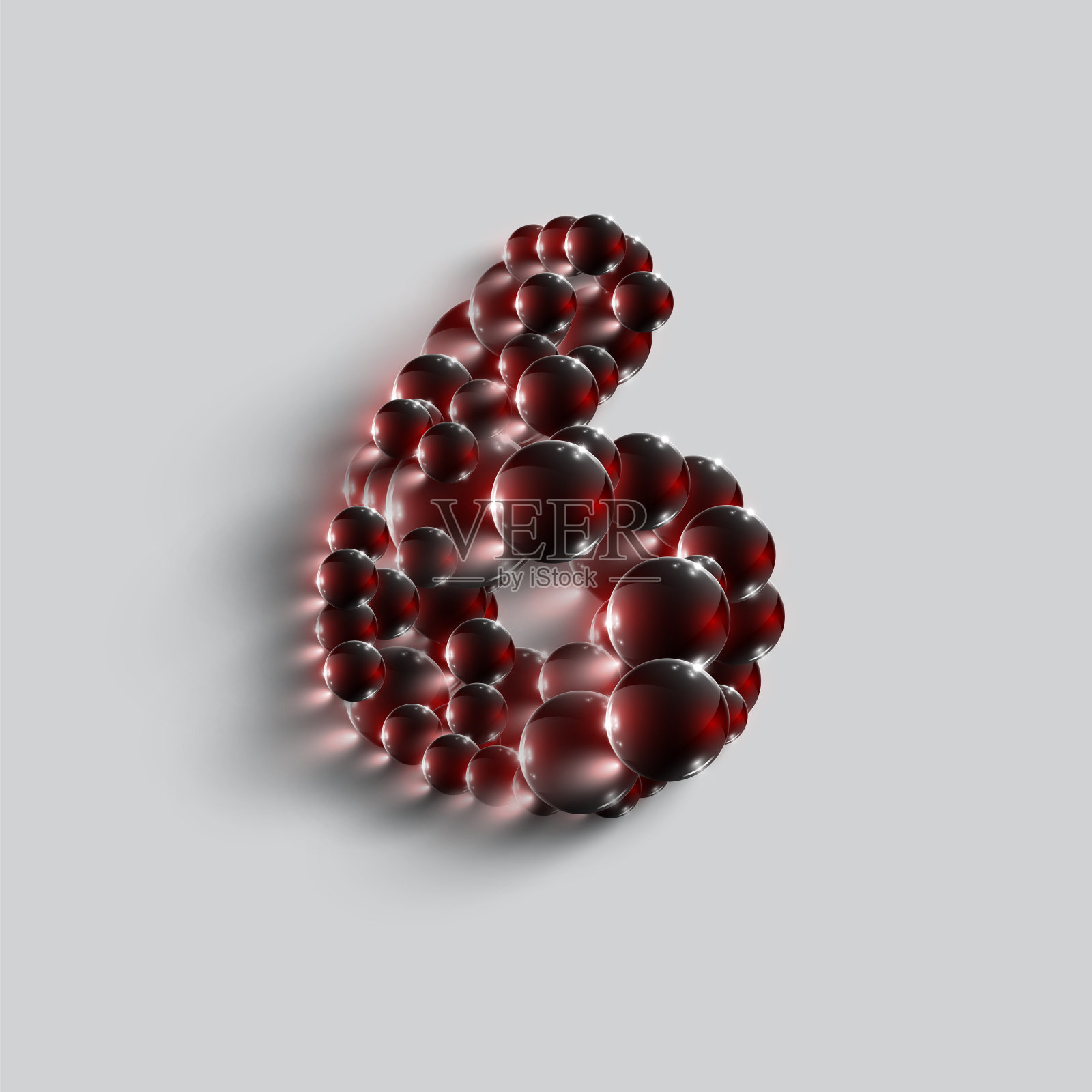 由红色球体构成的数字，矢量插画图片素材