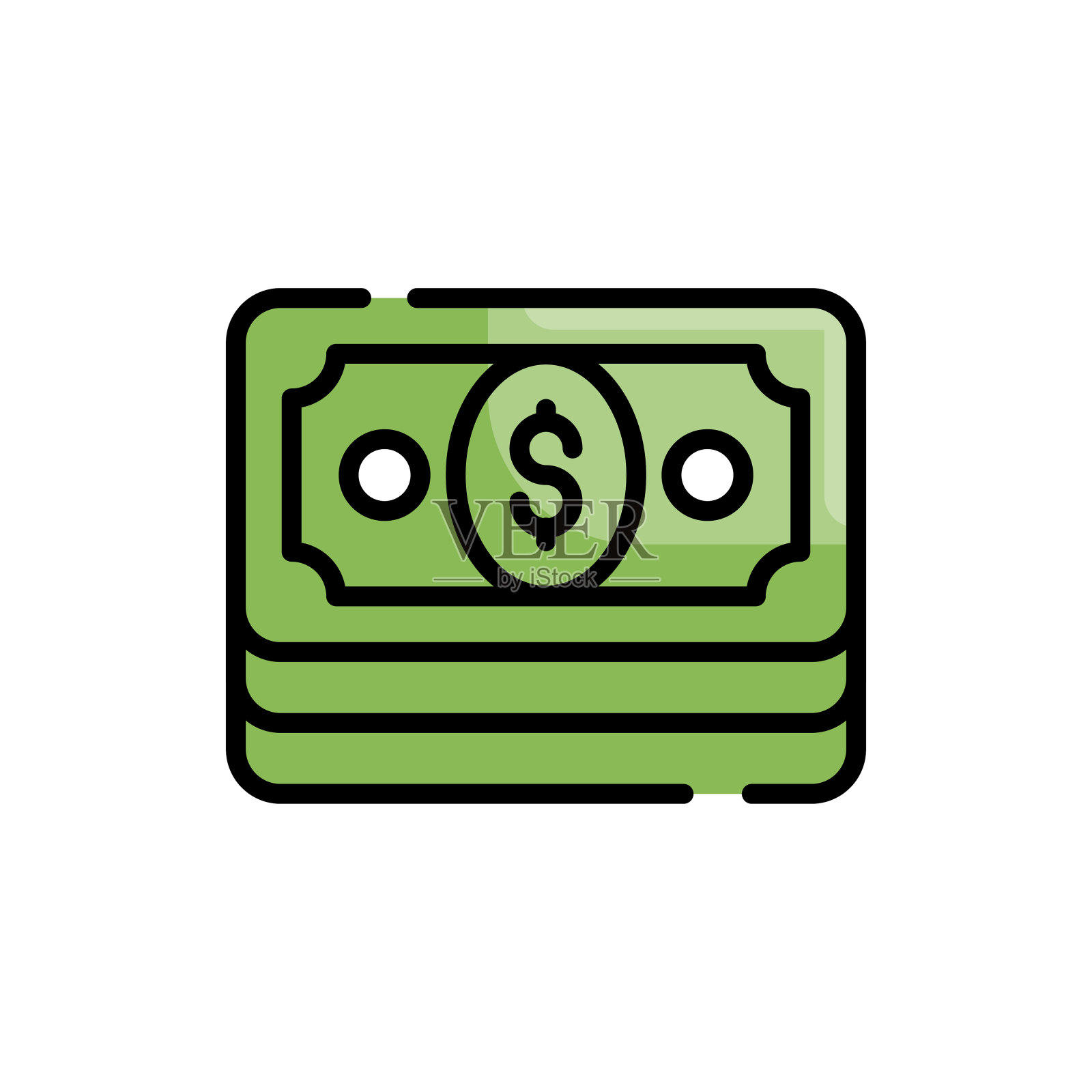 金钱矢量图标轮廓填充样式插图。插画图片素材