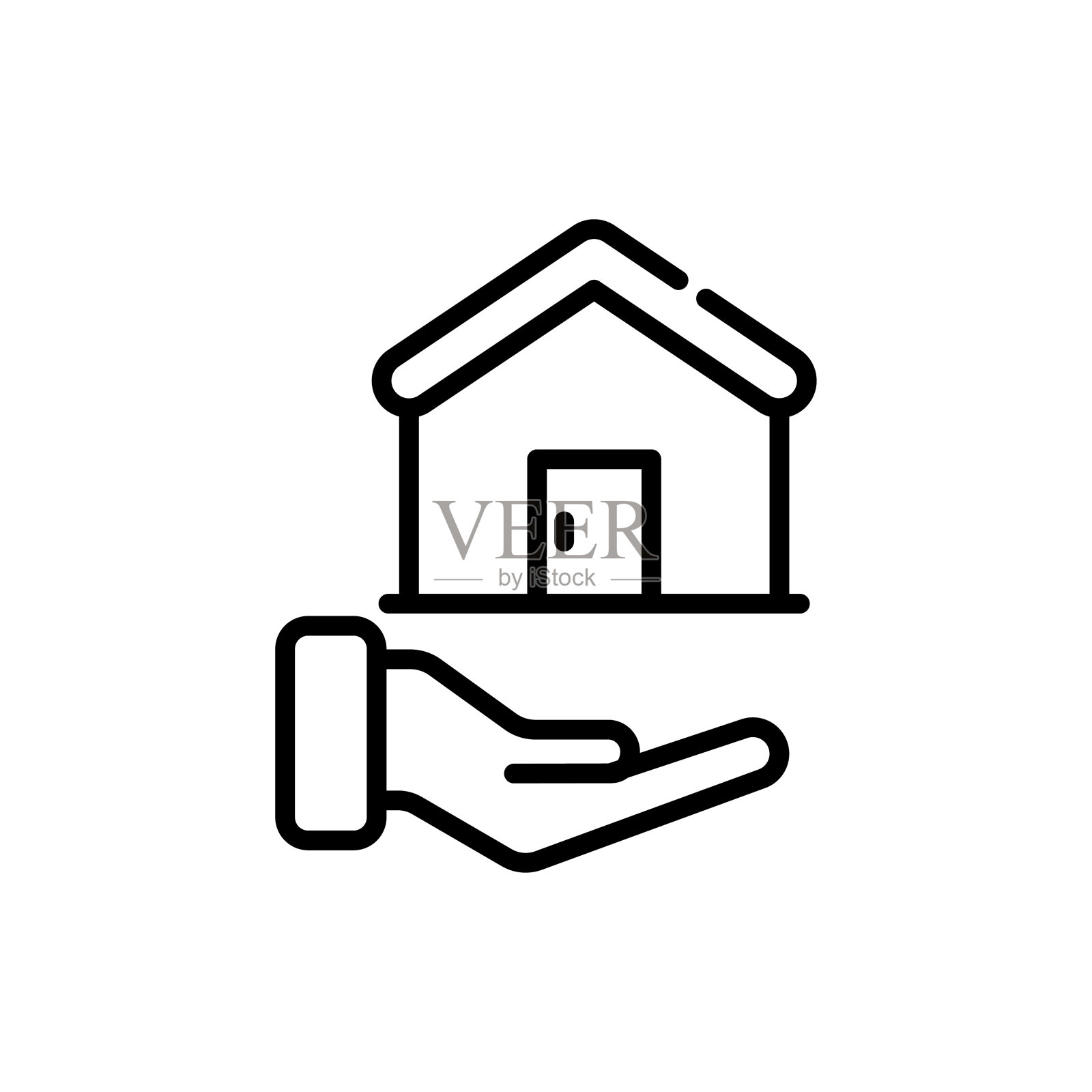 家庭贷款矢量图标线条风格插图。设计元素图片