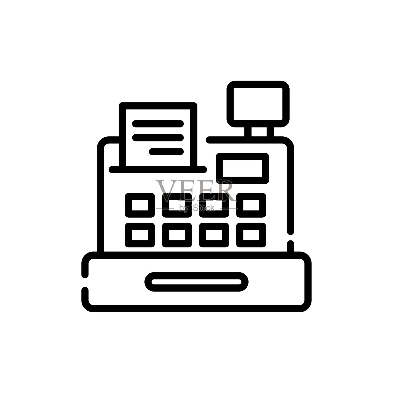 收银机矢量图标线条风格插图。设计元素图片