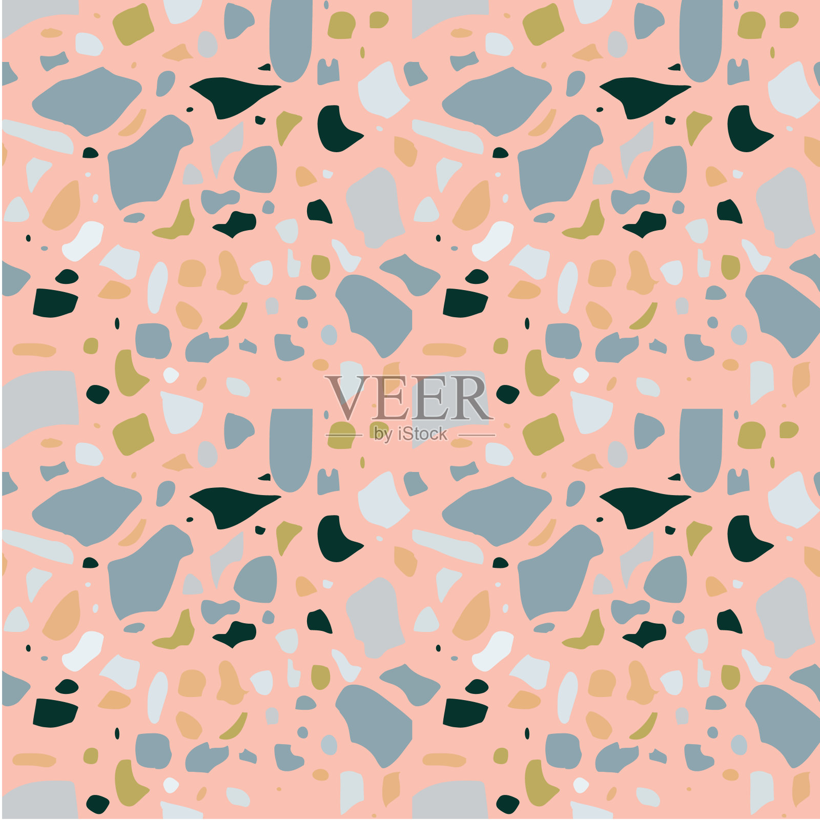 水磨石矢量无缝图案，石材地板，纹理背景插画图片素材