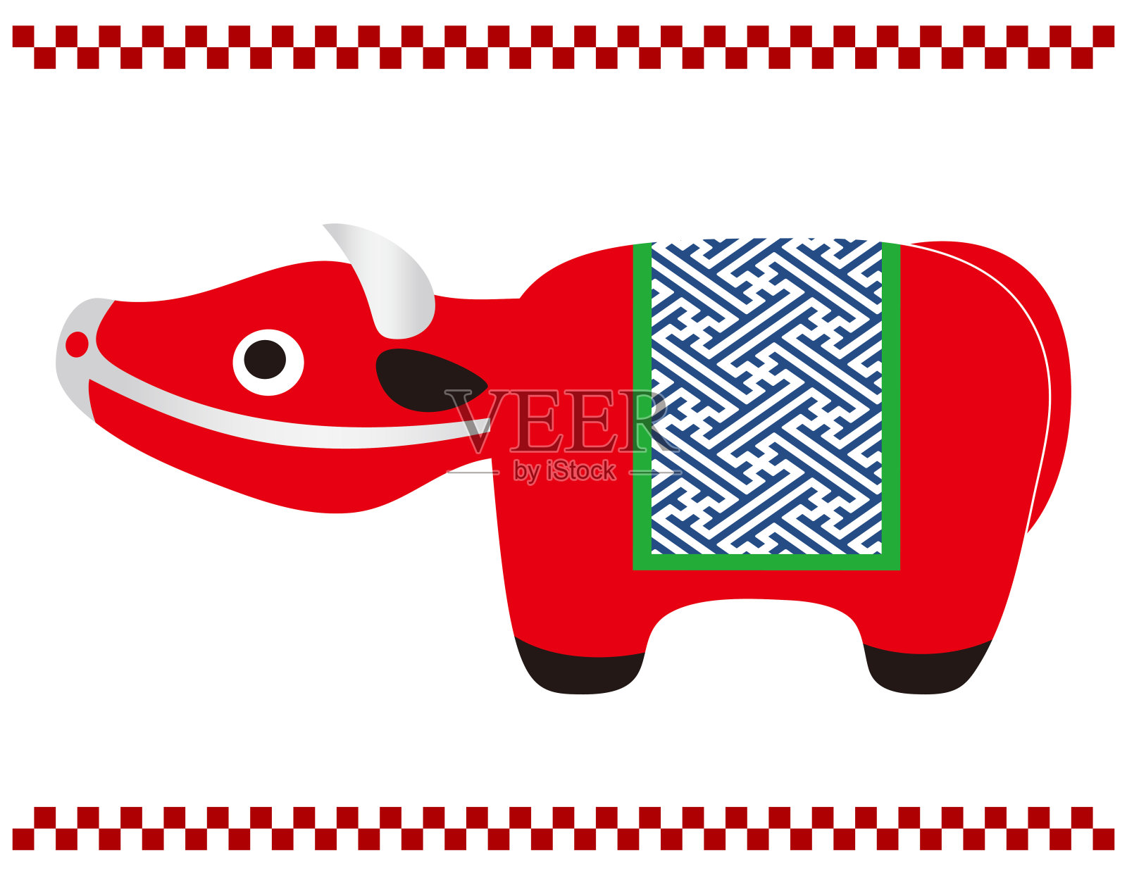 日本奶牛雕像矢量图插画图片素材