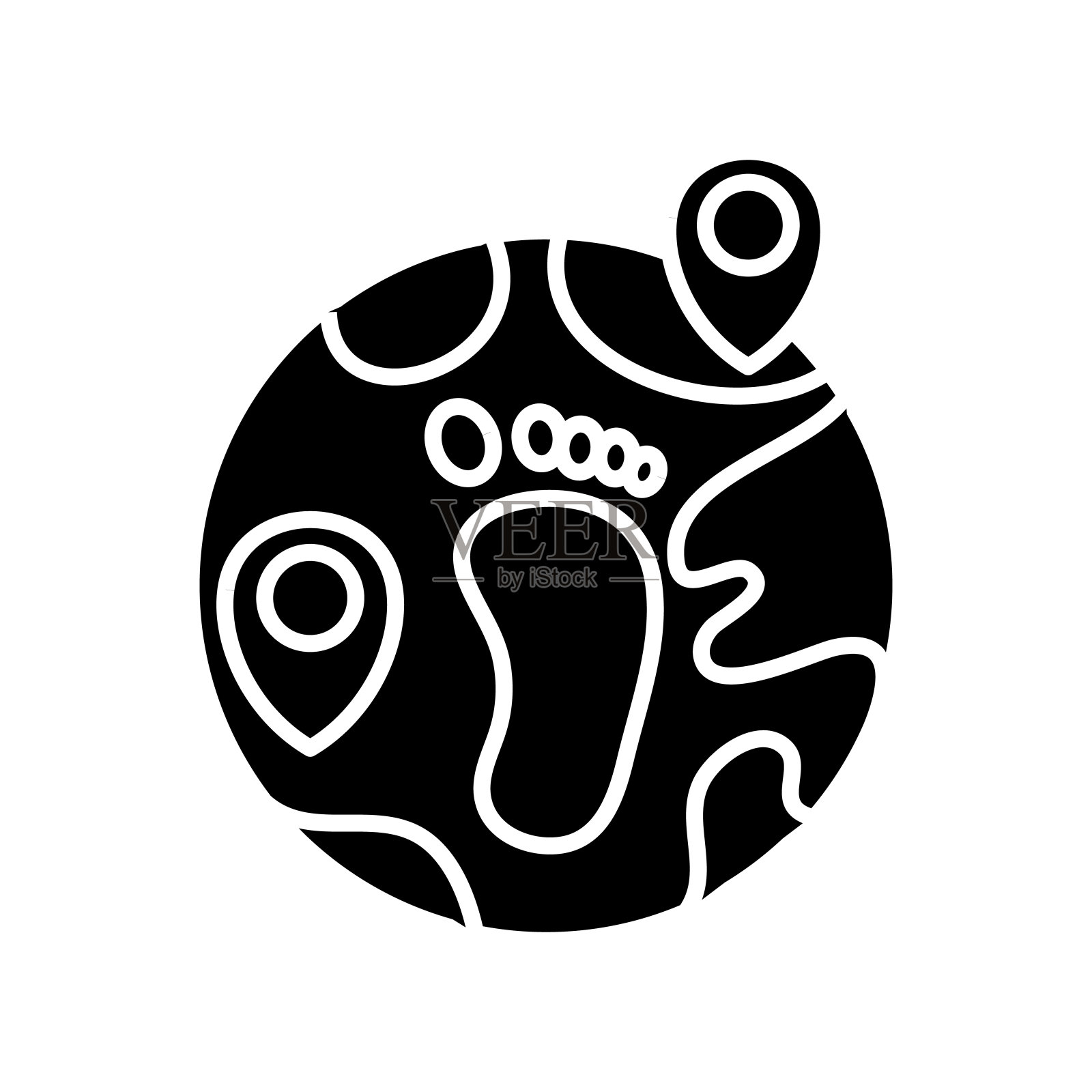 人类足迹黑色图标，概念插图，矢量平面符号，象形符号插画图片素材