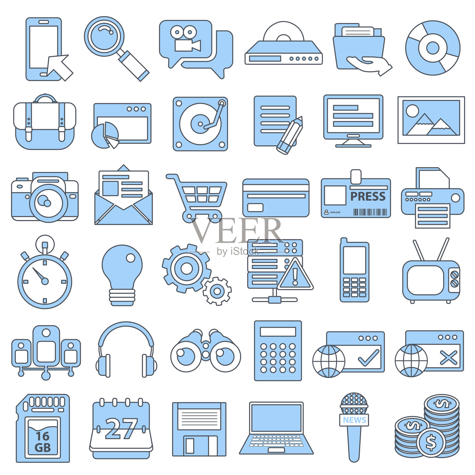 为移动概念和网页应用设置矢量图标。商业和营销，编程，数据管理，互联网连接，社交网络，计算，信息。向量图标素材