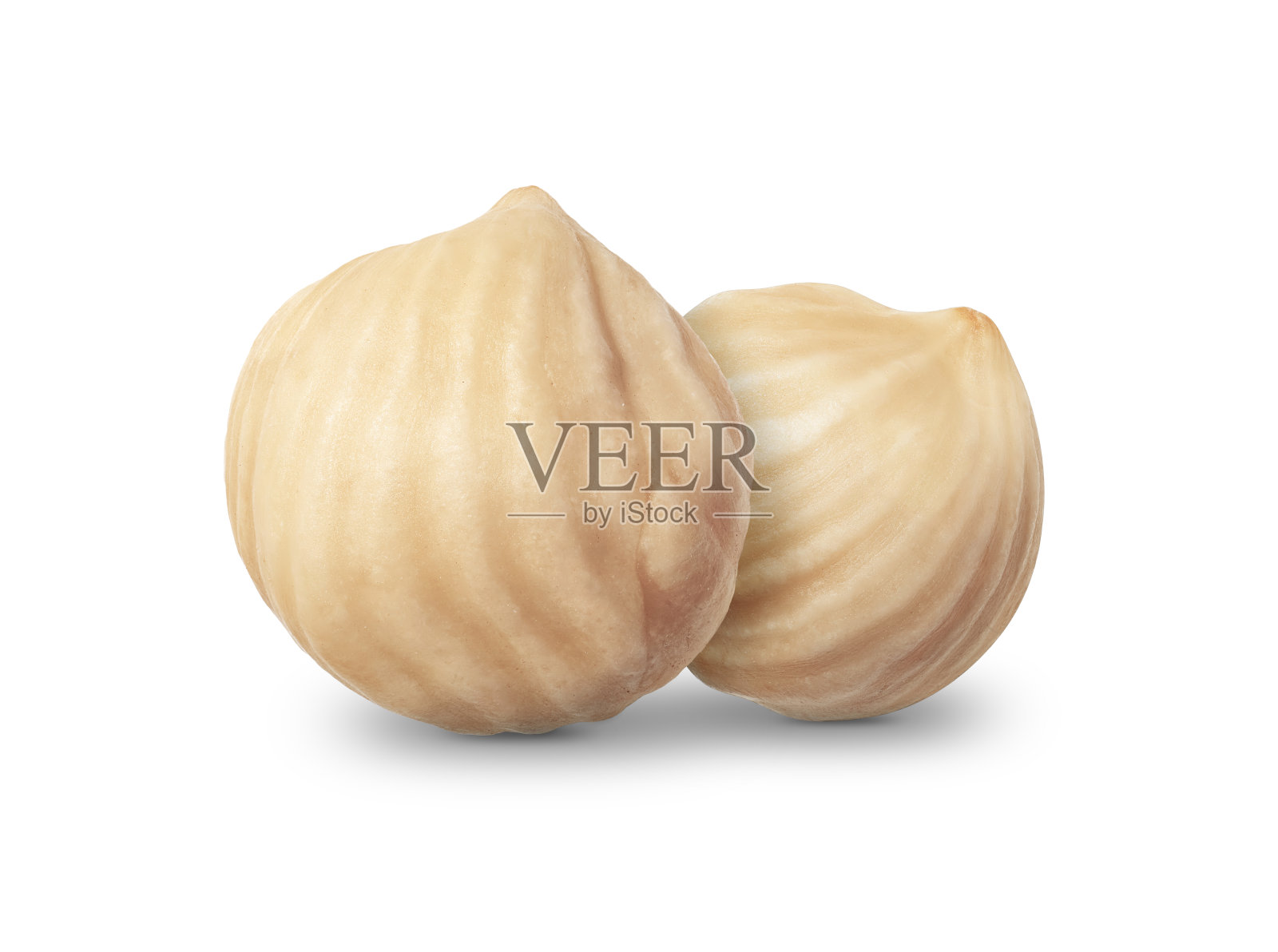 两个切好的榛子孤立在白色的背景上照片摄影图片