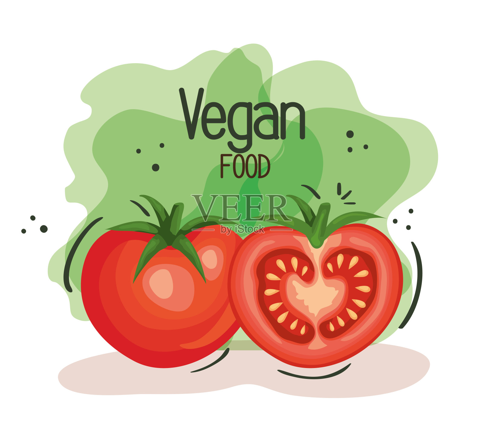 有番茄的素食海报插画图片素材