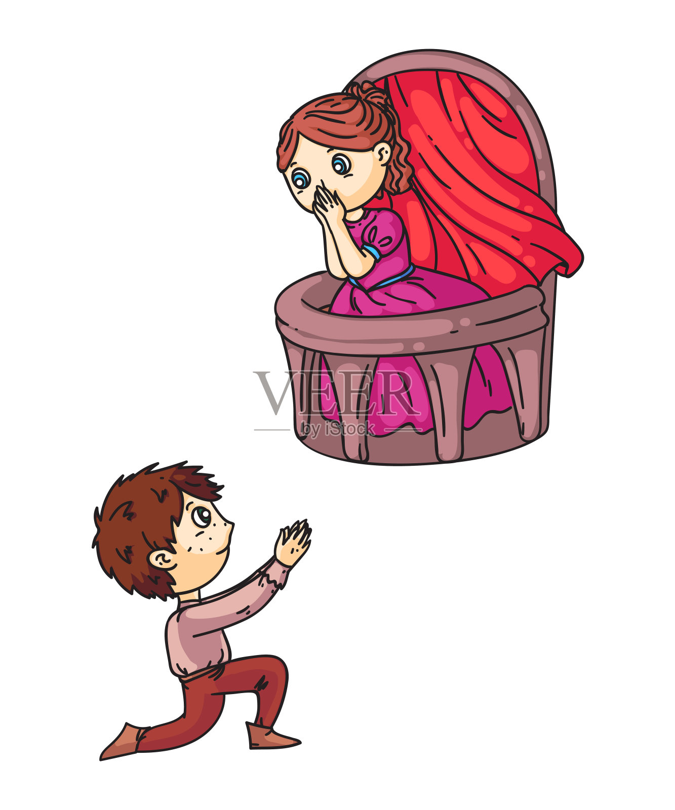 可爱的孩子们在舞台上孤立的白色设计元素图片