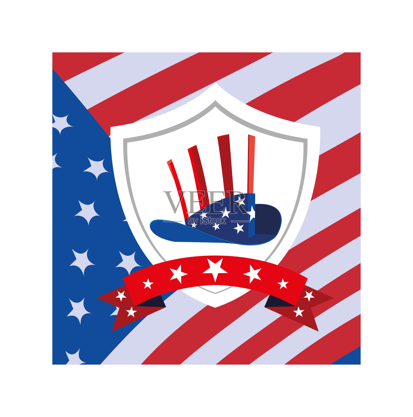 帽子用美国国旗的颜色，总统日卡片插画图片素材