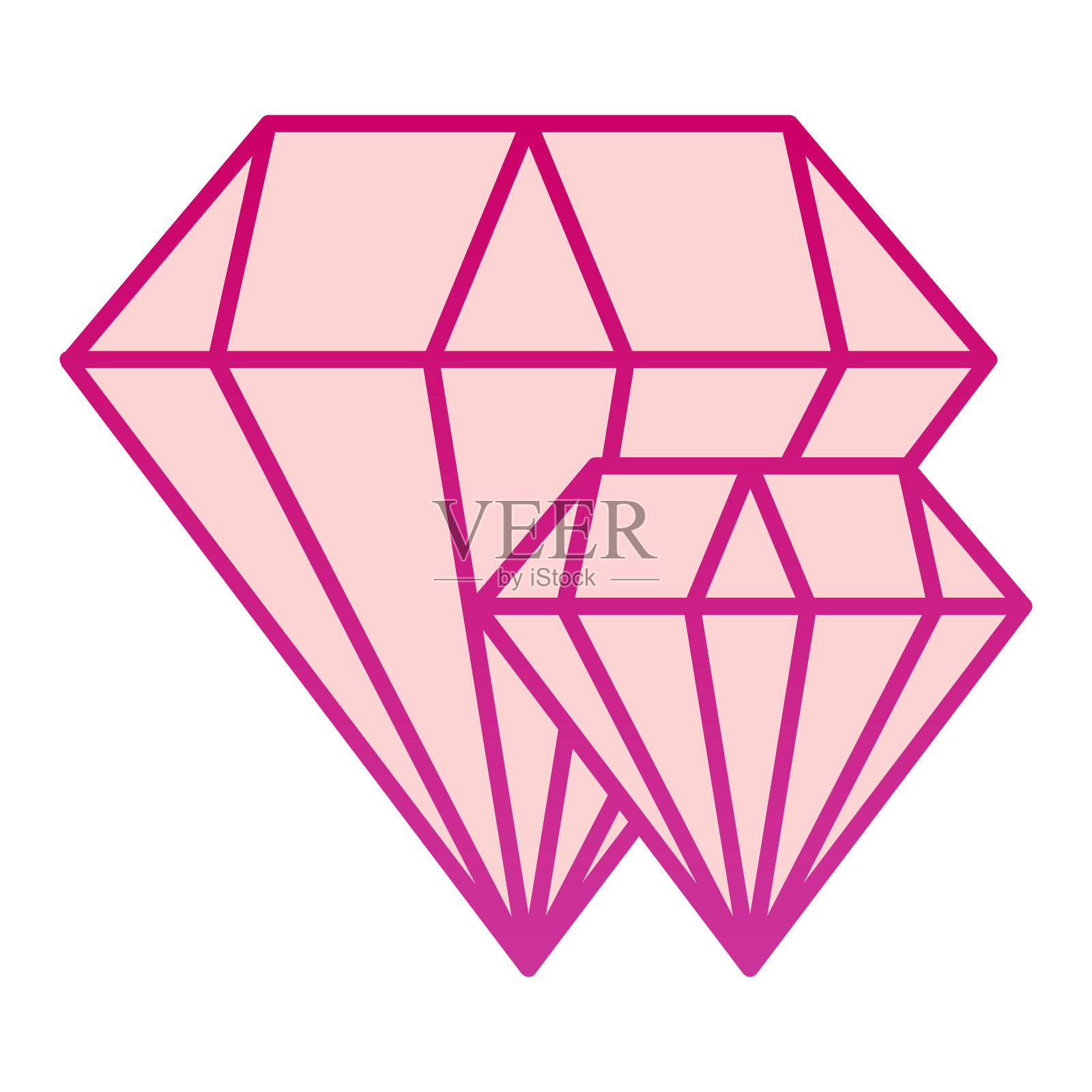 钻石平图标。两个明亮的矢量插图孤立在白色上。珠宝渐变风格设计，网页或应用程序图形。插画图片素材