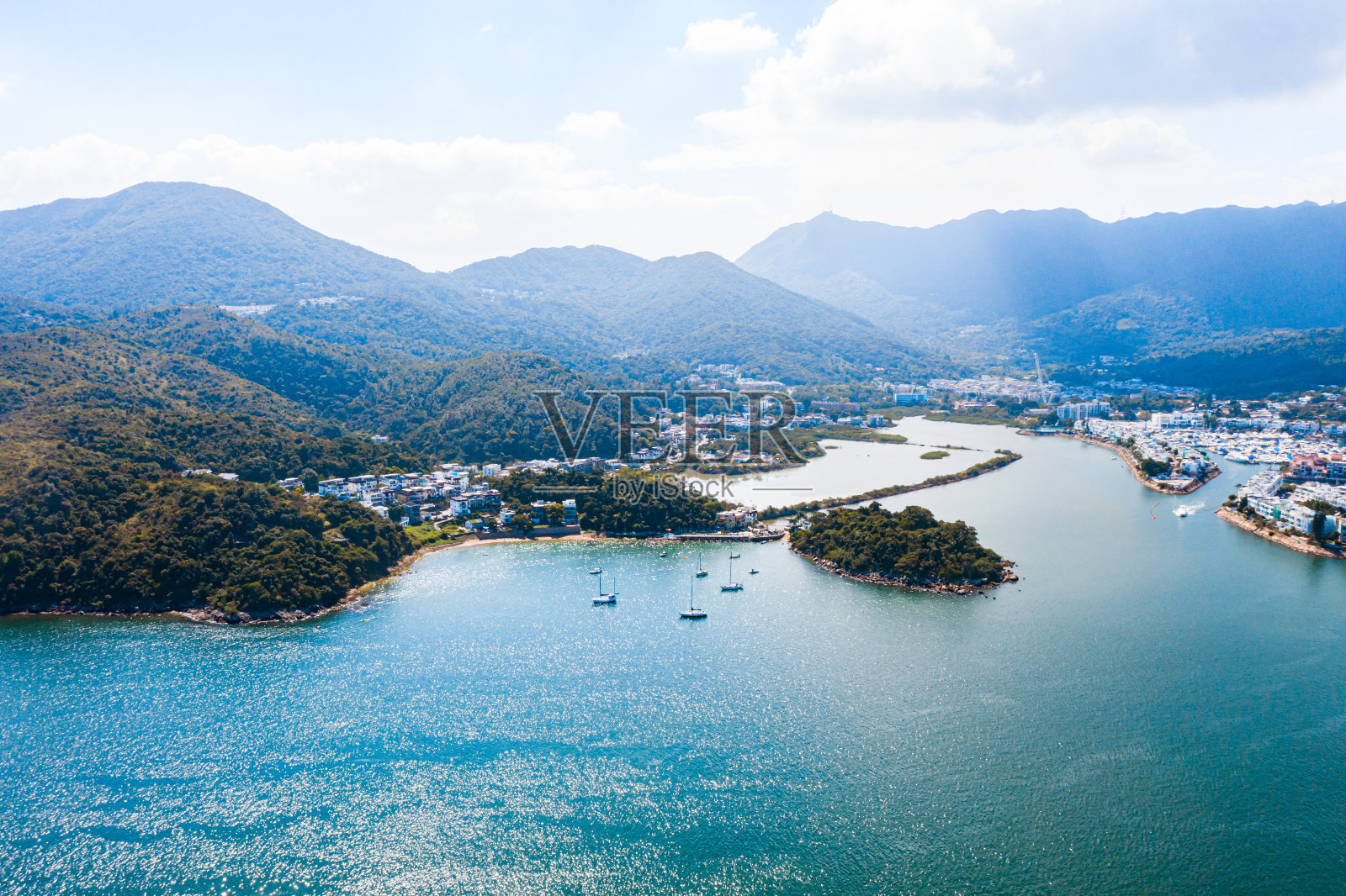 香港西贡半岛Hebe避风港或白沙湾鸟瞰图照片摄影图片