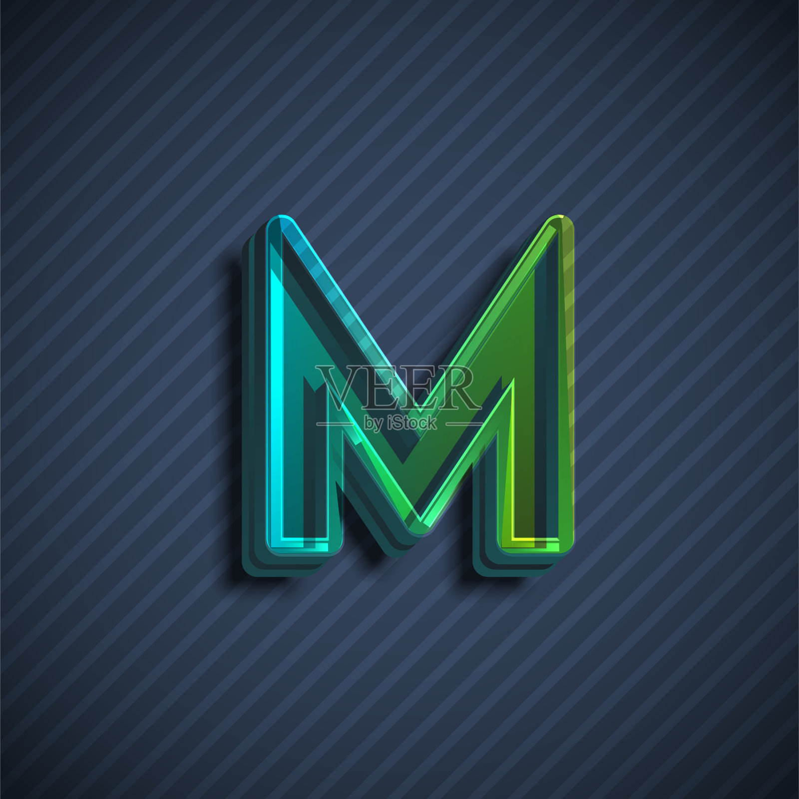 玻璃般的3D字体字符，矢量插图插画图片素材