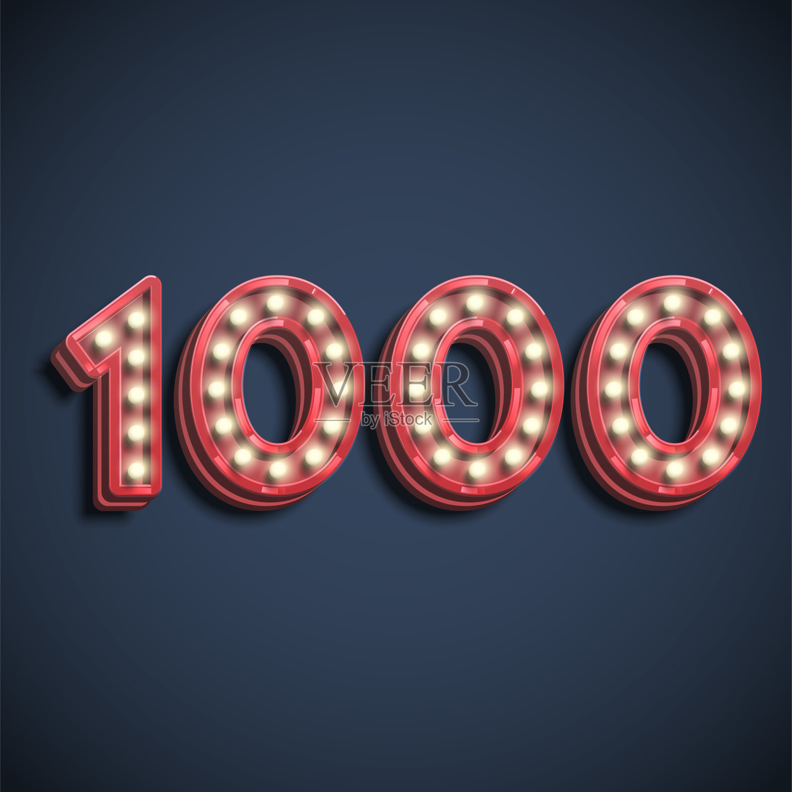 现实数字字符与灯，矢量插图插画图片素材