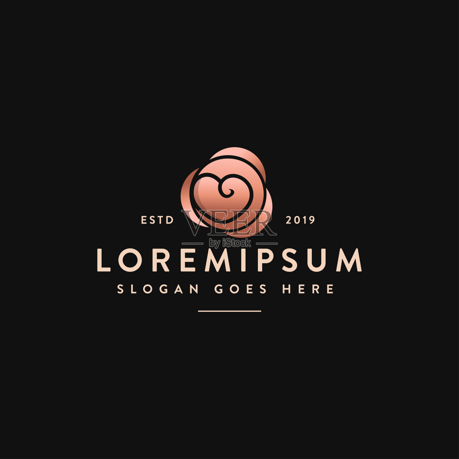 玫瑰抽象的花与心向量设计元素图片