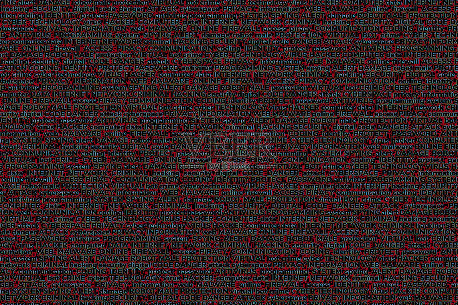 暗背景术语组成的主题涉及计算机技术、计算机病毒、网络攻击等。照片摄影图片