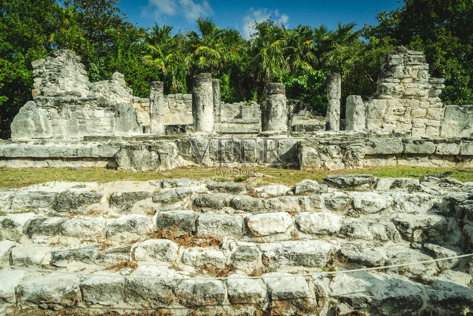 埃尔雷，墨西哥坎昆玛雅遗址照片摄影图片