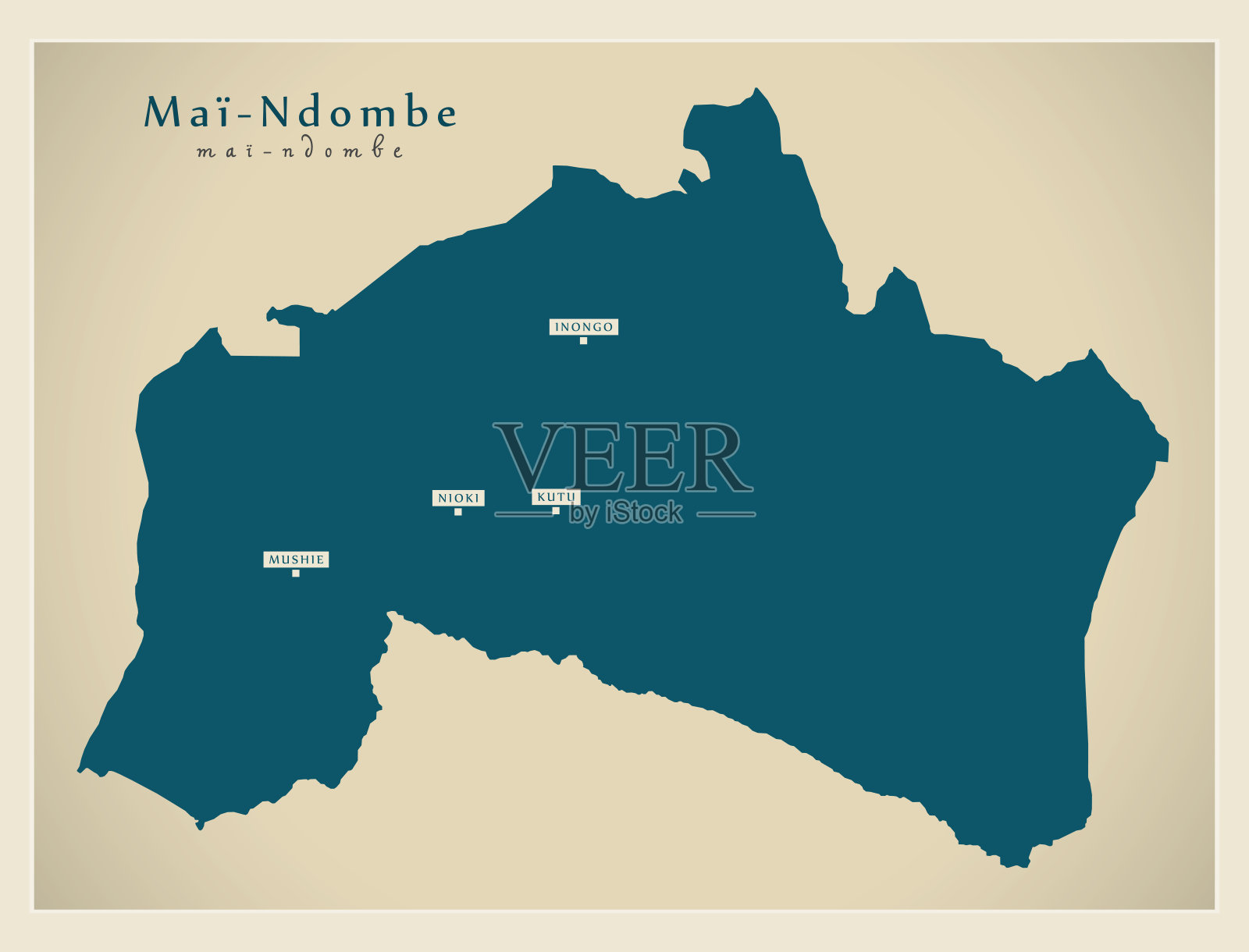 现代地图-刚果民主共和国梅-恩多贝省地图插画图片素材