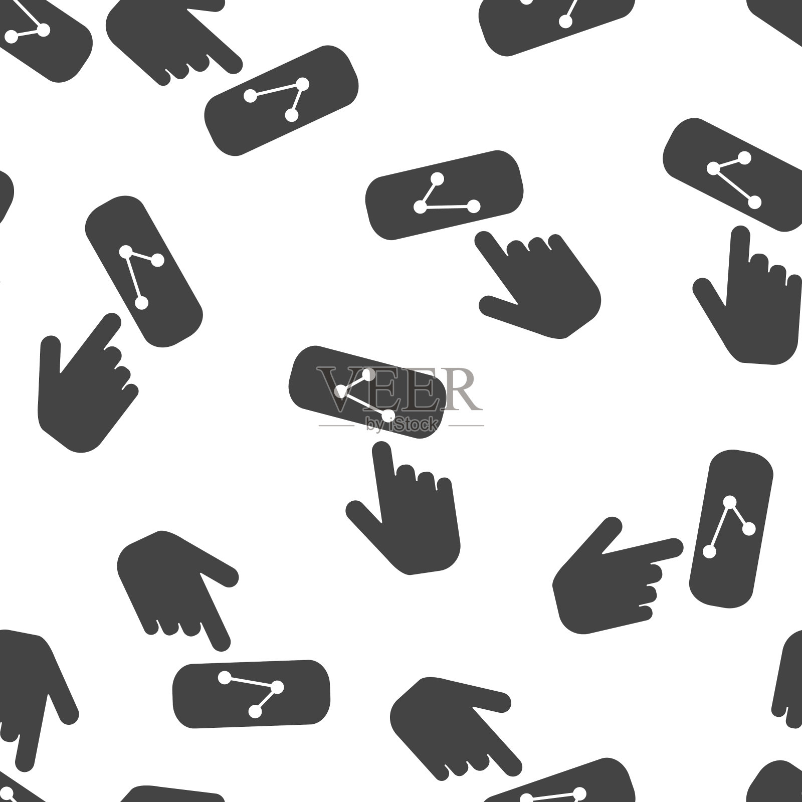 共享按钮矢量图标。手按共享按钮互联网无缝模式上的白色背景。图标素材