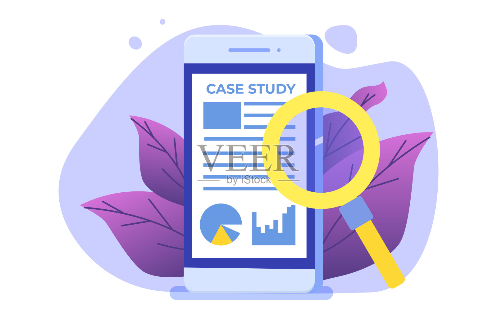 案例研究概念与智能手机。平面风格矢量插图插画图片素材