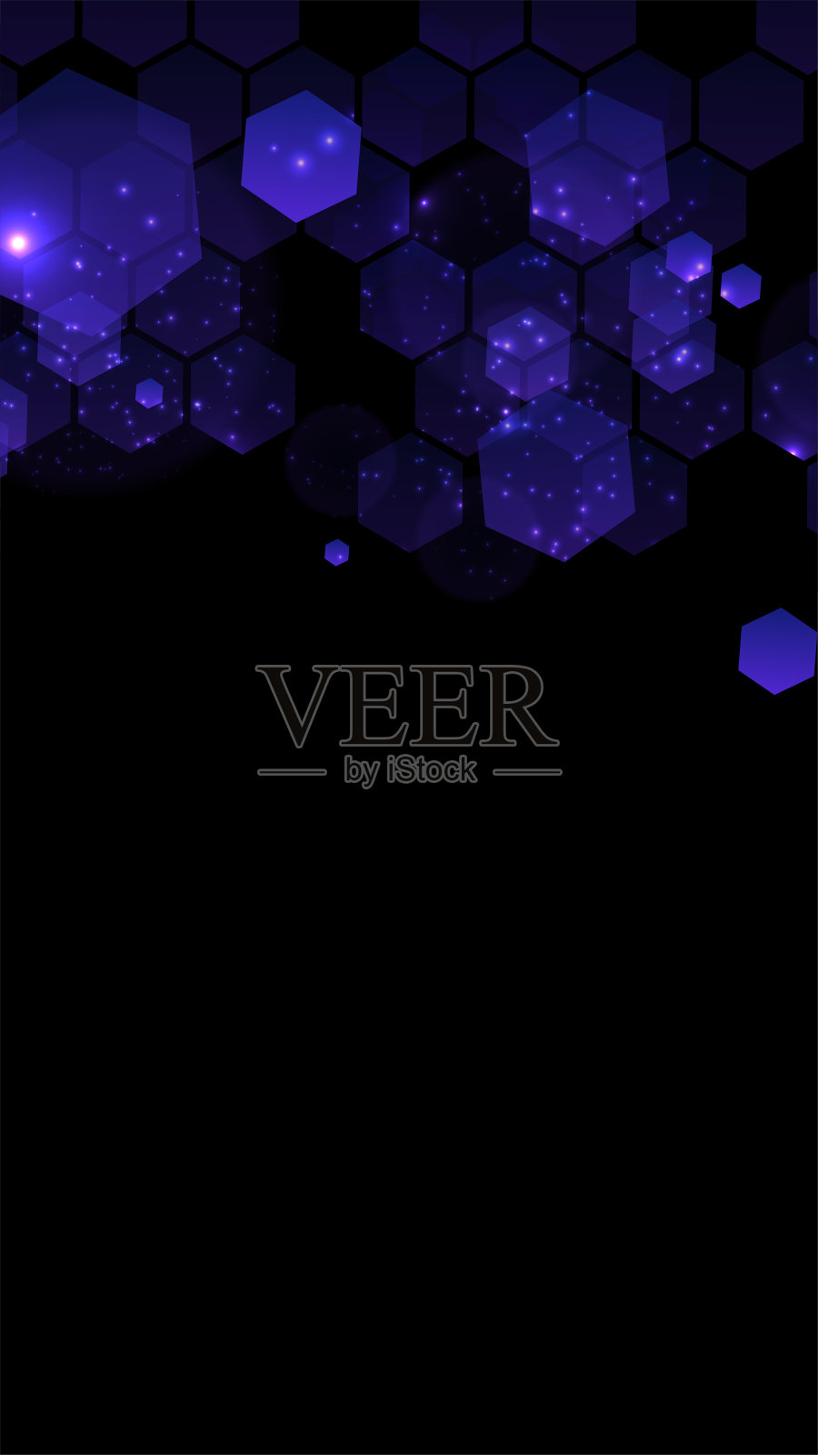 现代深色背景与六边形移动应用。现代深色抽象矢量纹理。六边形模式。渐变web ui设计。手机应用程序接口。矢量插图布局模板设计。插画图片素材