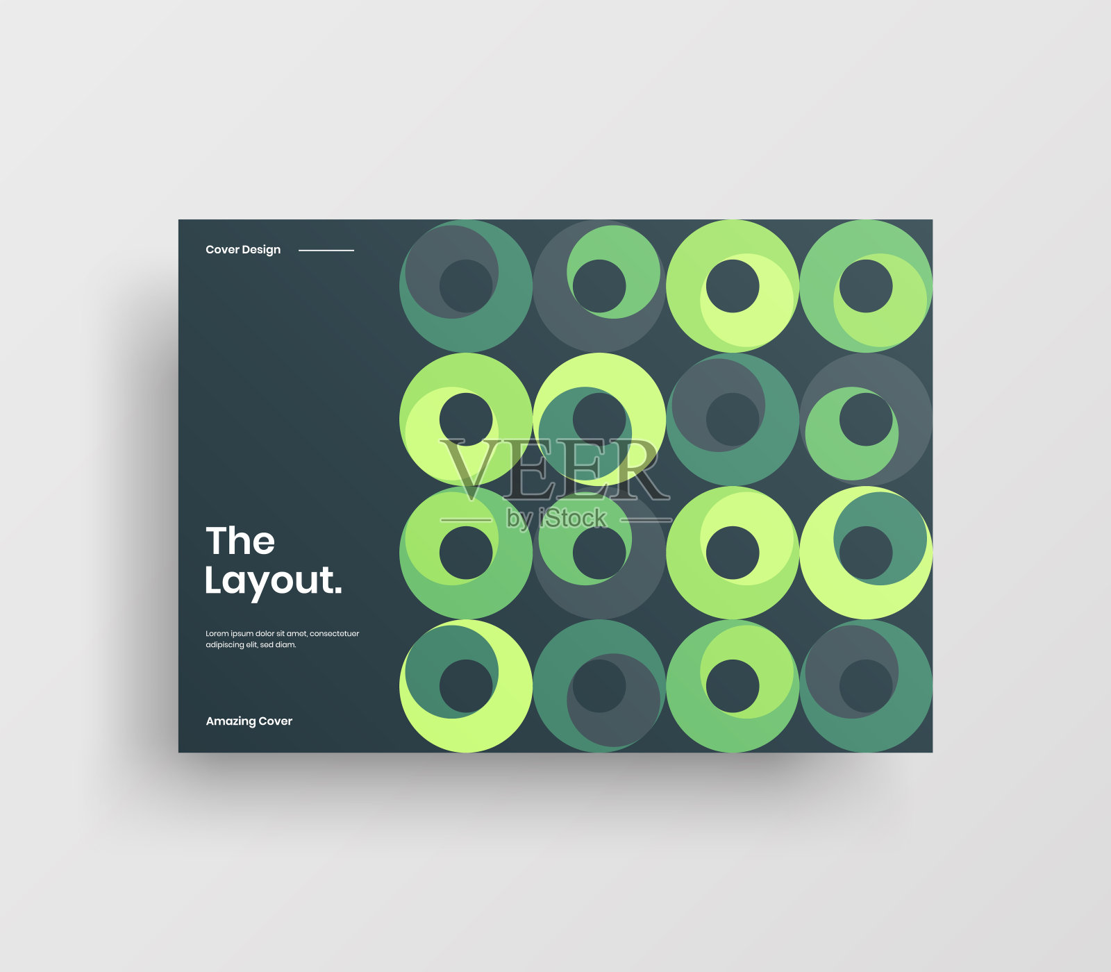 创意业务表示向量A4水平方向首页模拟。现代企业报表封面抽象几何插图设计布局。公司身份手册模板。设计模板素材