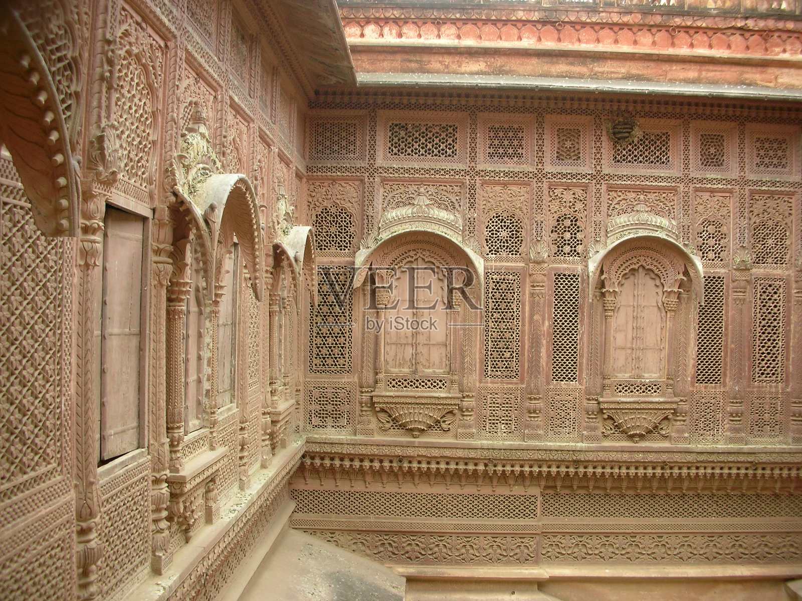 斋浦尔一座宫殿的墙照片摄影图片